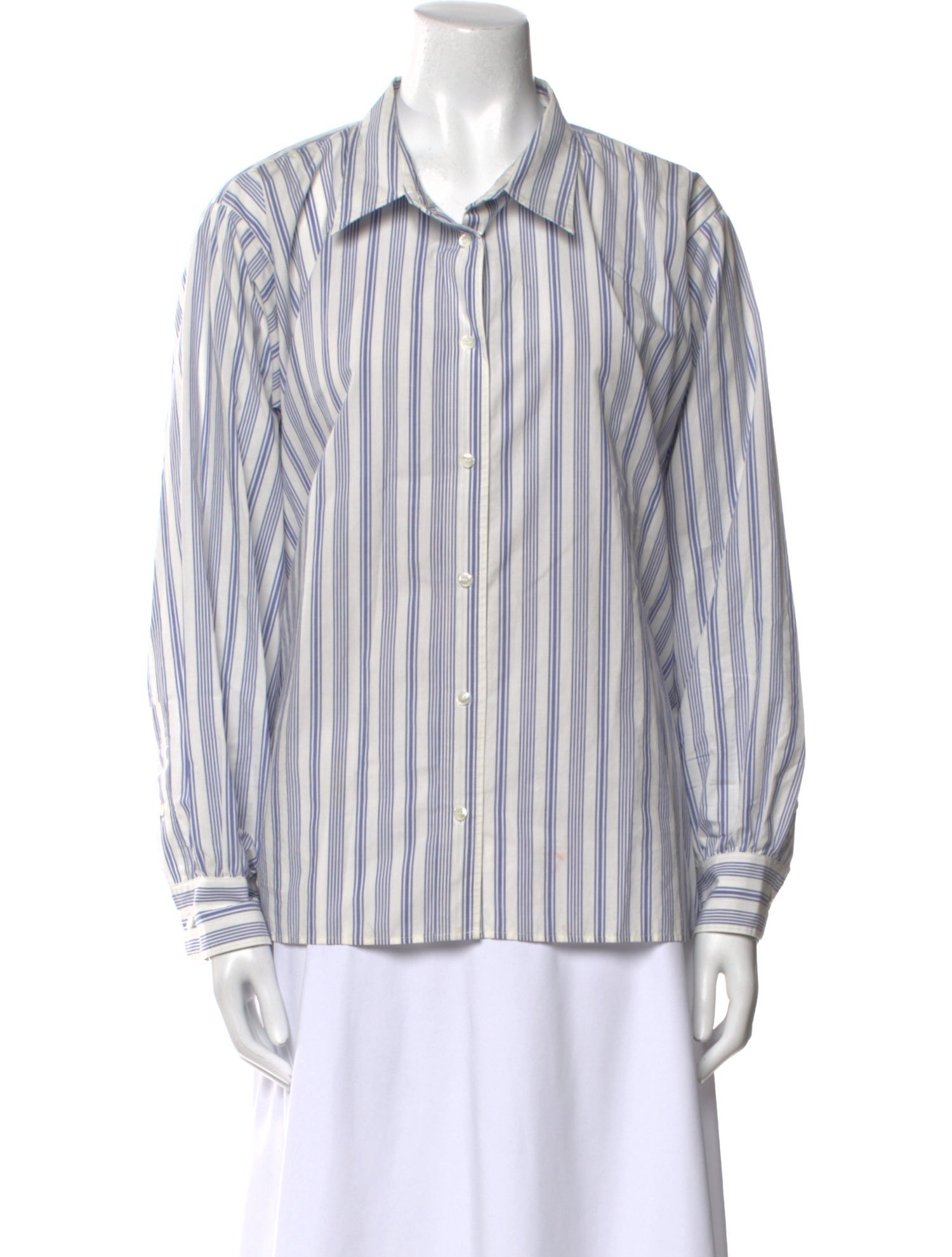DÔEN Striped Long Sleeve Button-Up Top