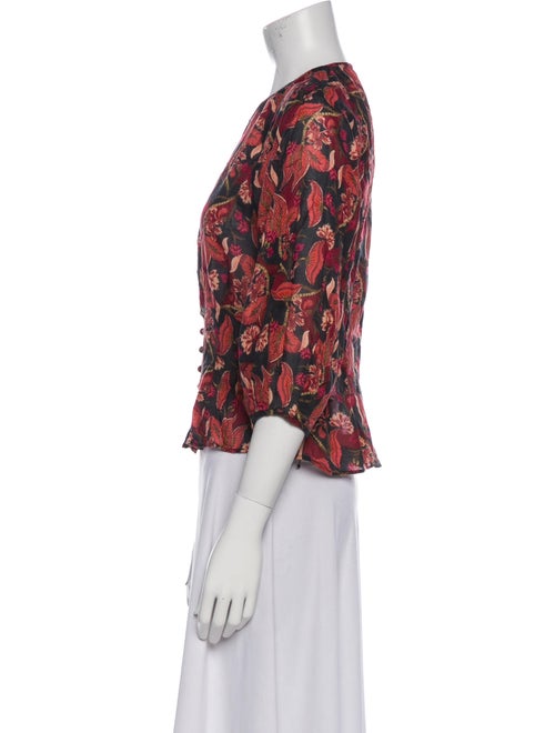 DÔEN Floral Print V-Neck Crop Top