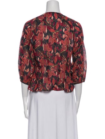 DÔEN Floral Print V-Neck Crop Top