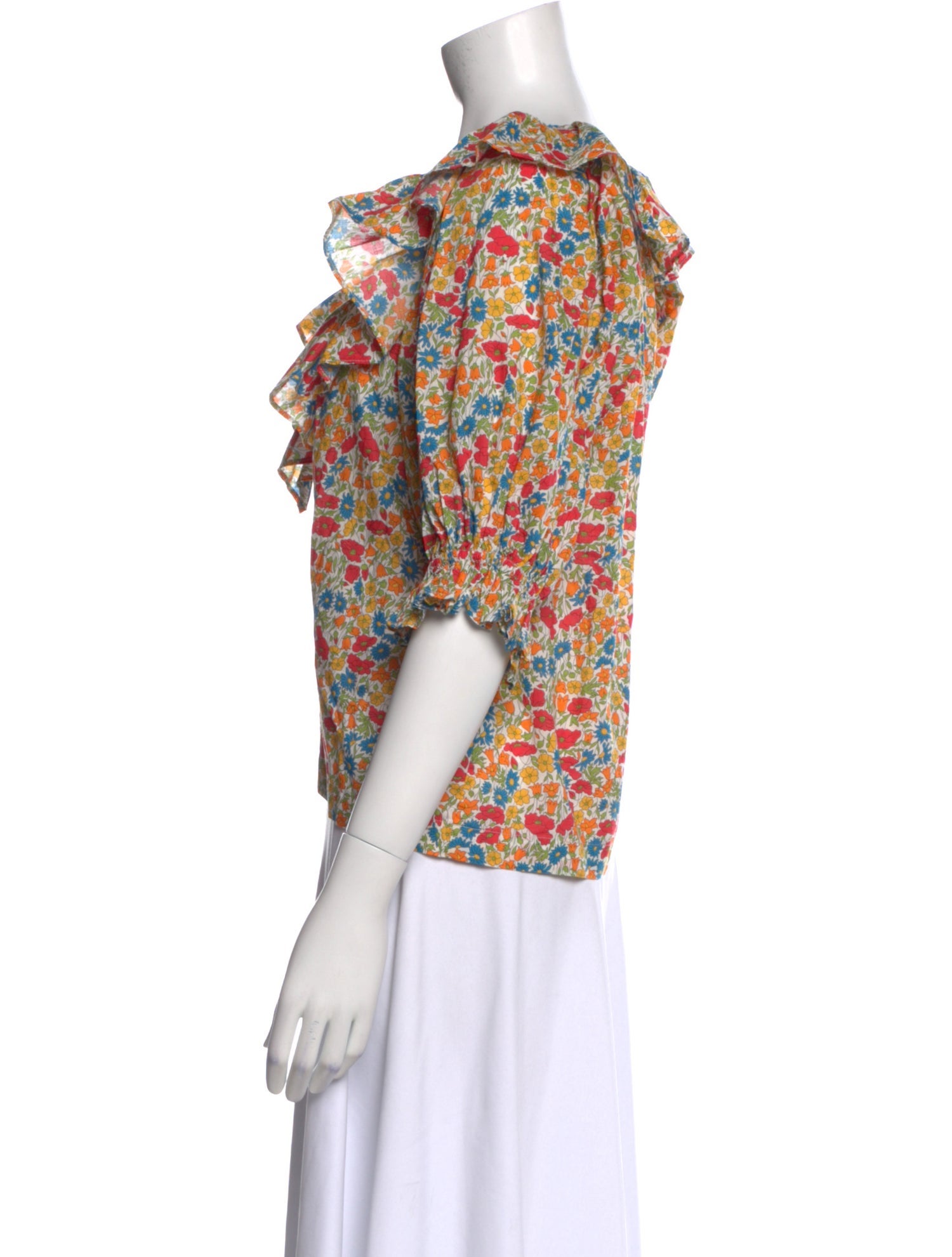 DÔEN Floral Print V-Neck Crop Top