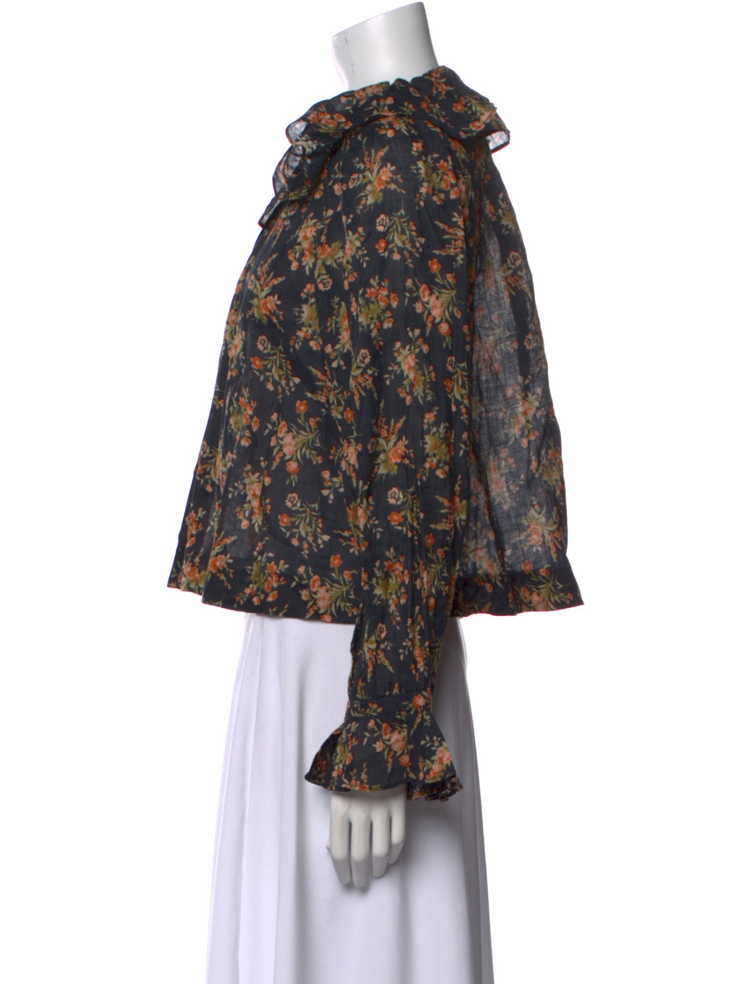 DÔEN Floral Print Crew Neck Blouse