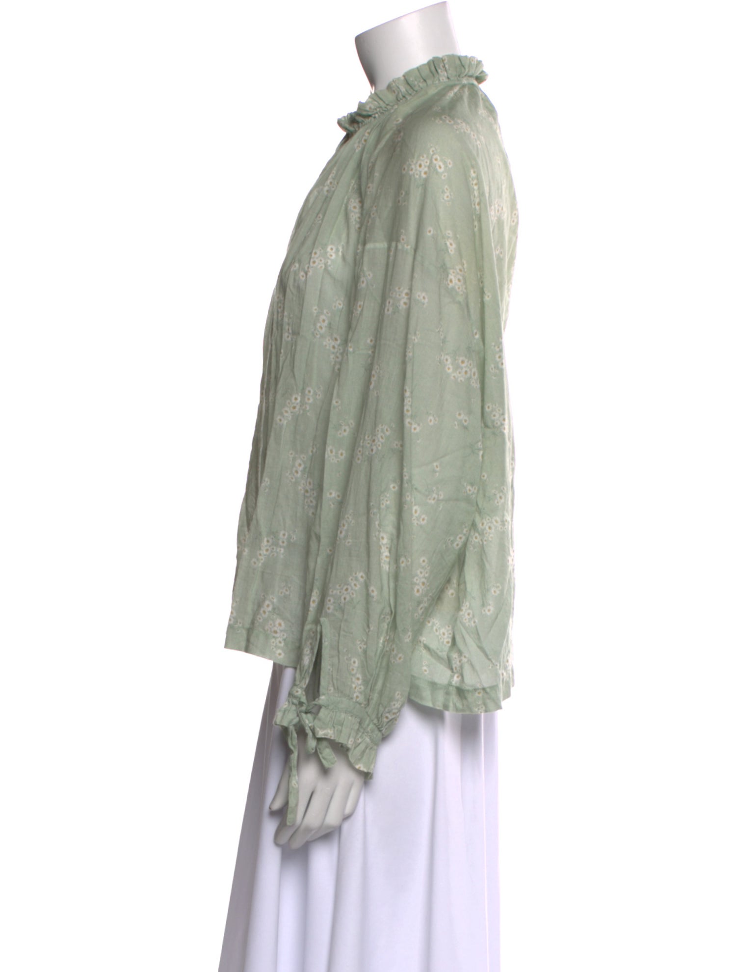 DÔEN Floral Print Mock Neck Blouse