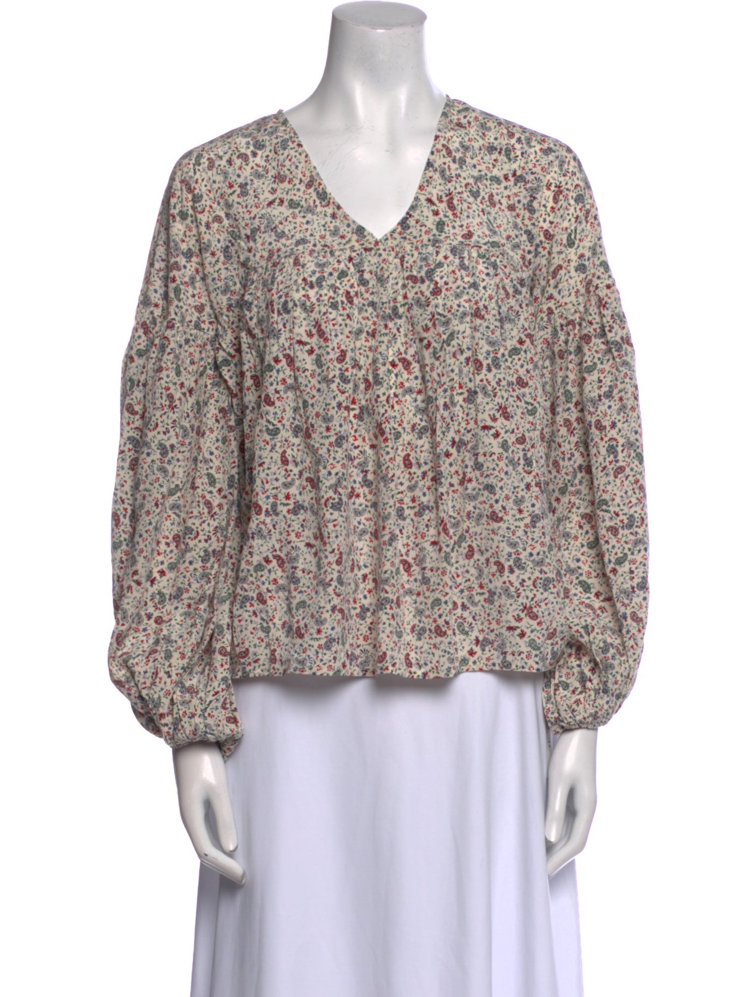DÔEN Silk Floral Print Blouse