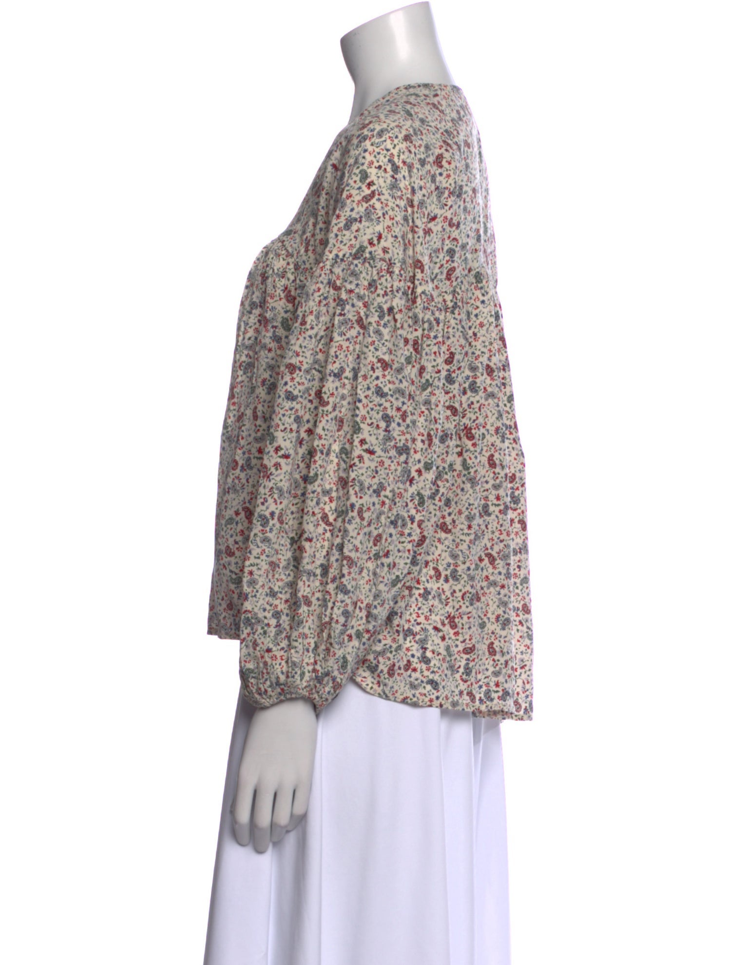 DÔEN Silk Floral Print Blouse