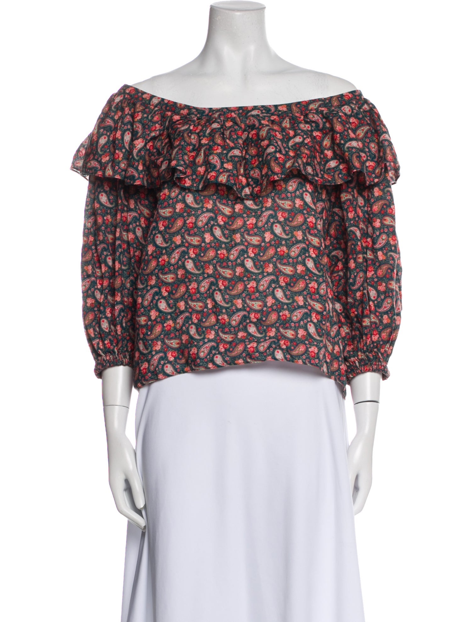 DÔEN Floral Print Off-The-Shoulder Crop Top