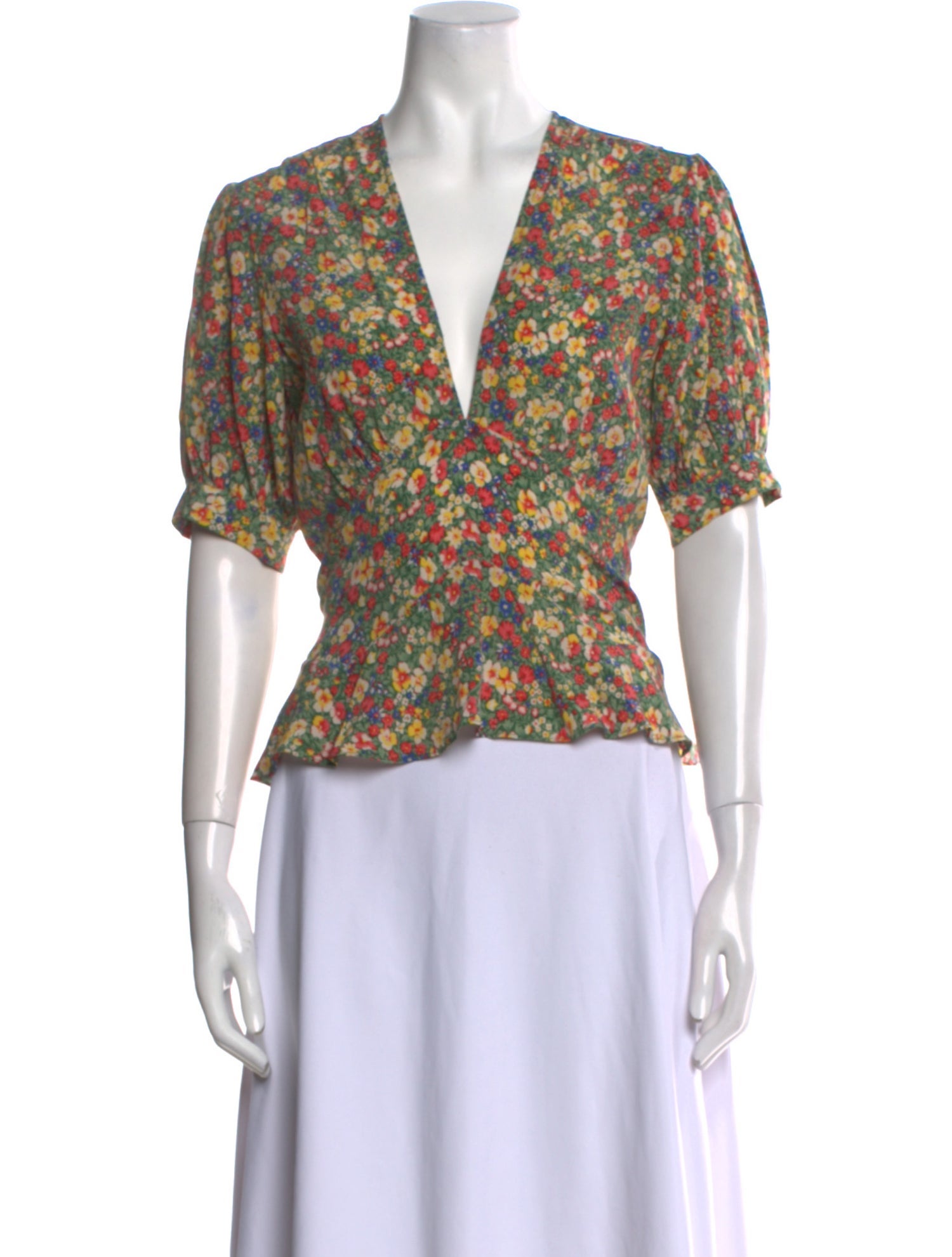 DÔEN Silk Floral Print Blouse