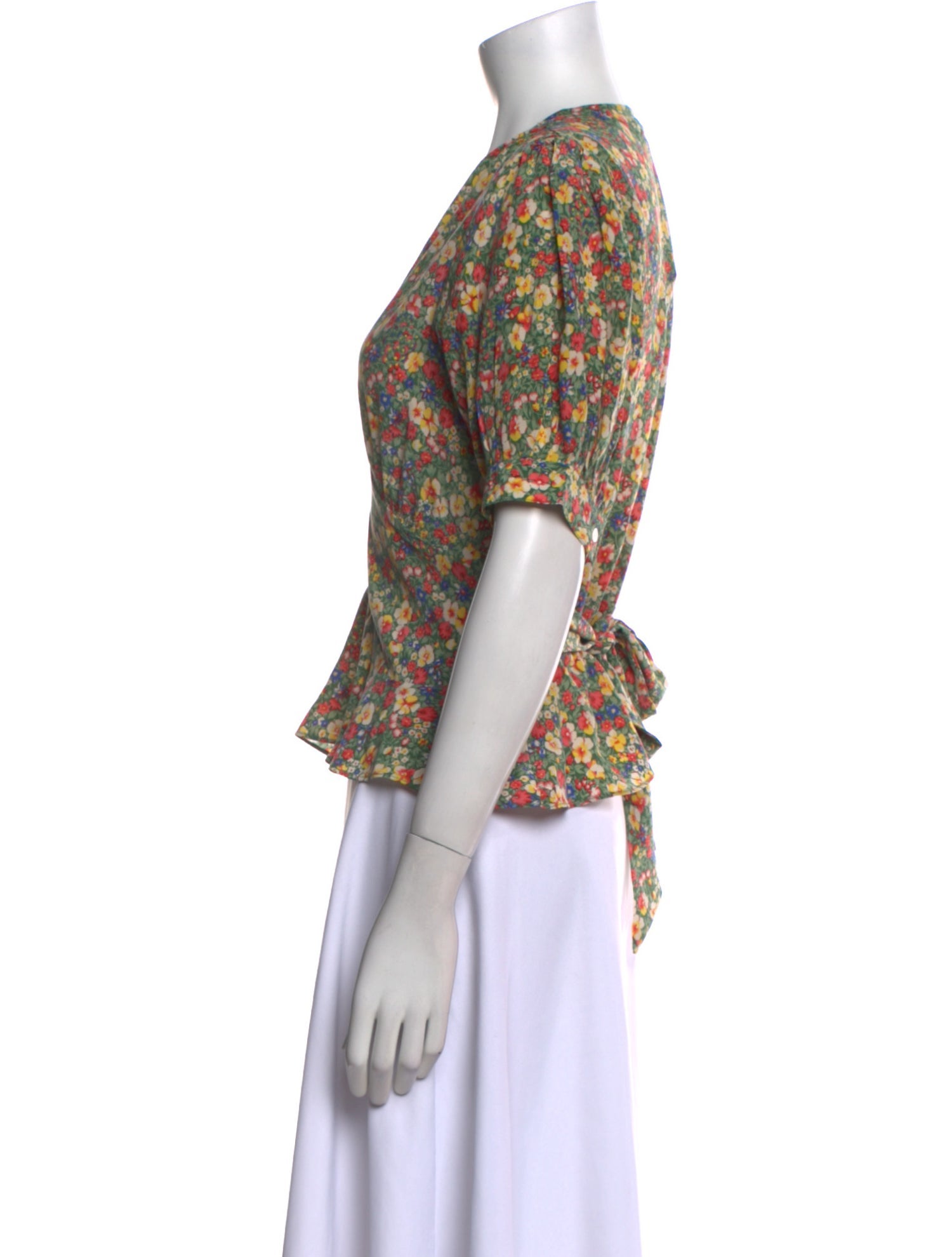 DÔEN Silk Floral Print Blouse