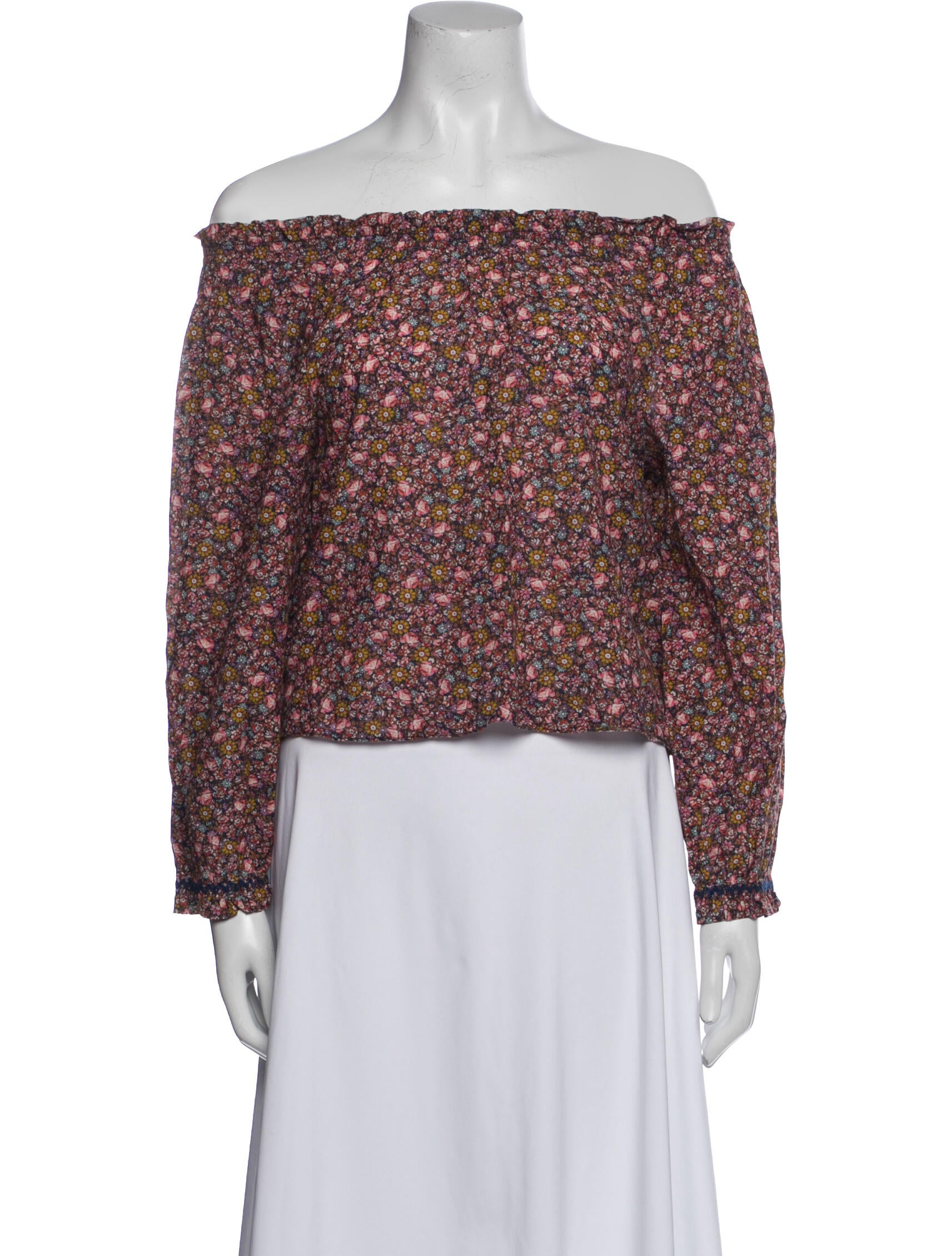 DÔEN Floral Print Off-The-Shoulder Crop Top