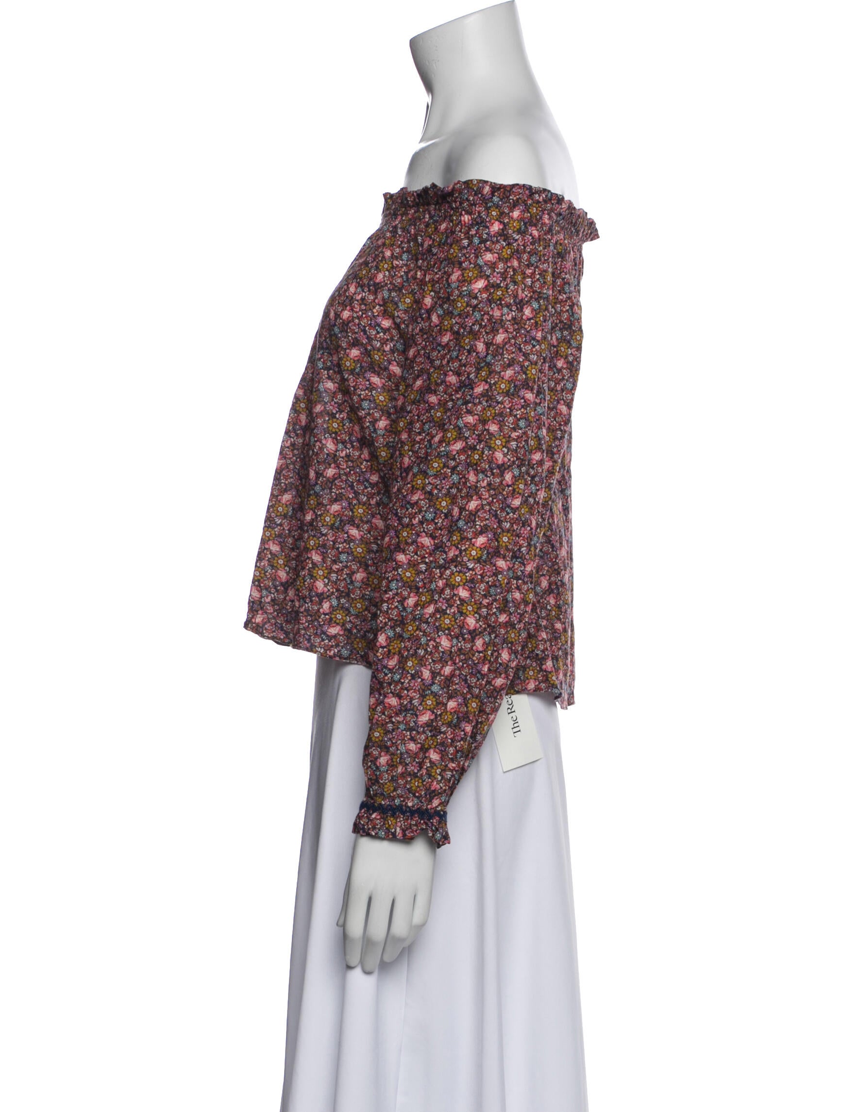 DÔEN Floral Print Off-The-Shoulder Crop Top