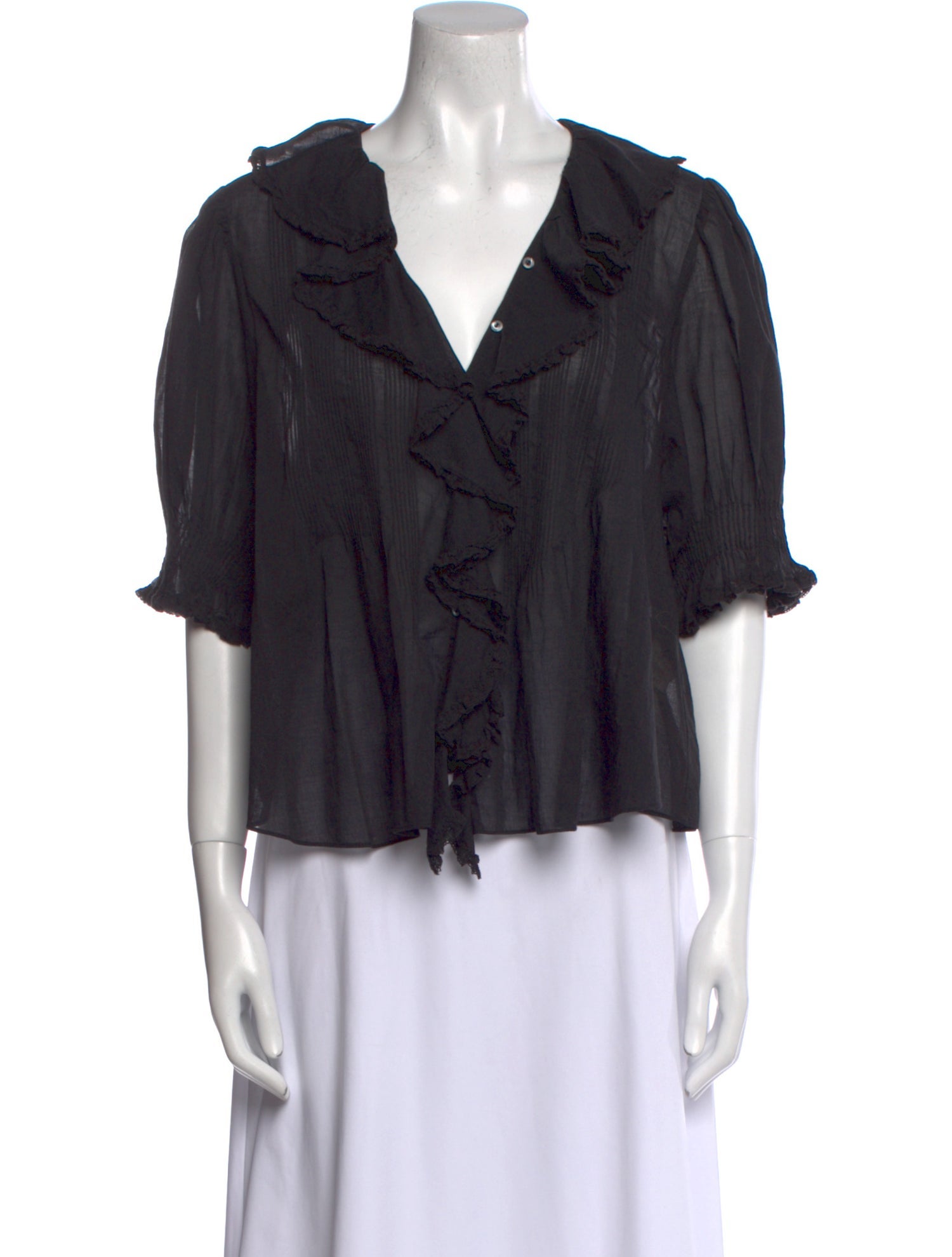 DÔEN V-Neck Three-Quarter Sleeve Blouse