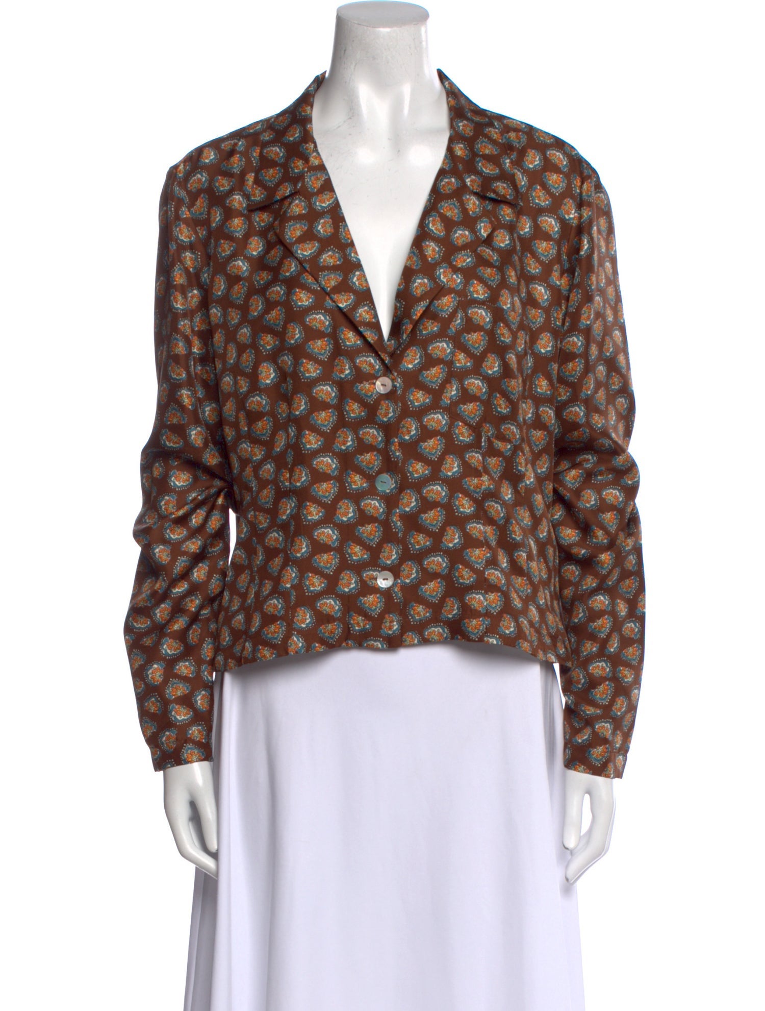 DÔEN Silk Floral Print Blouse