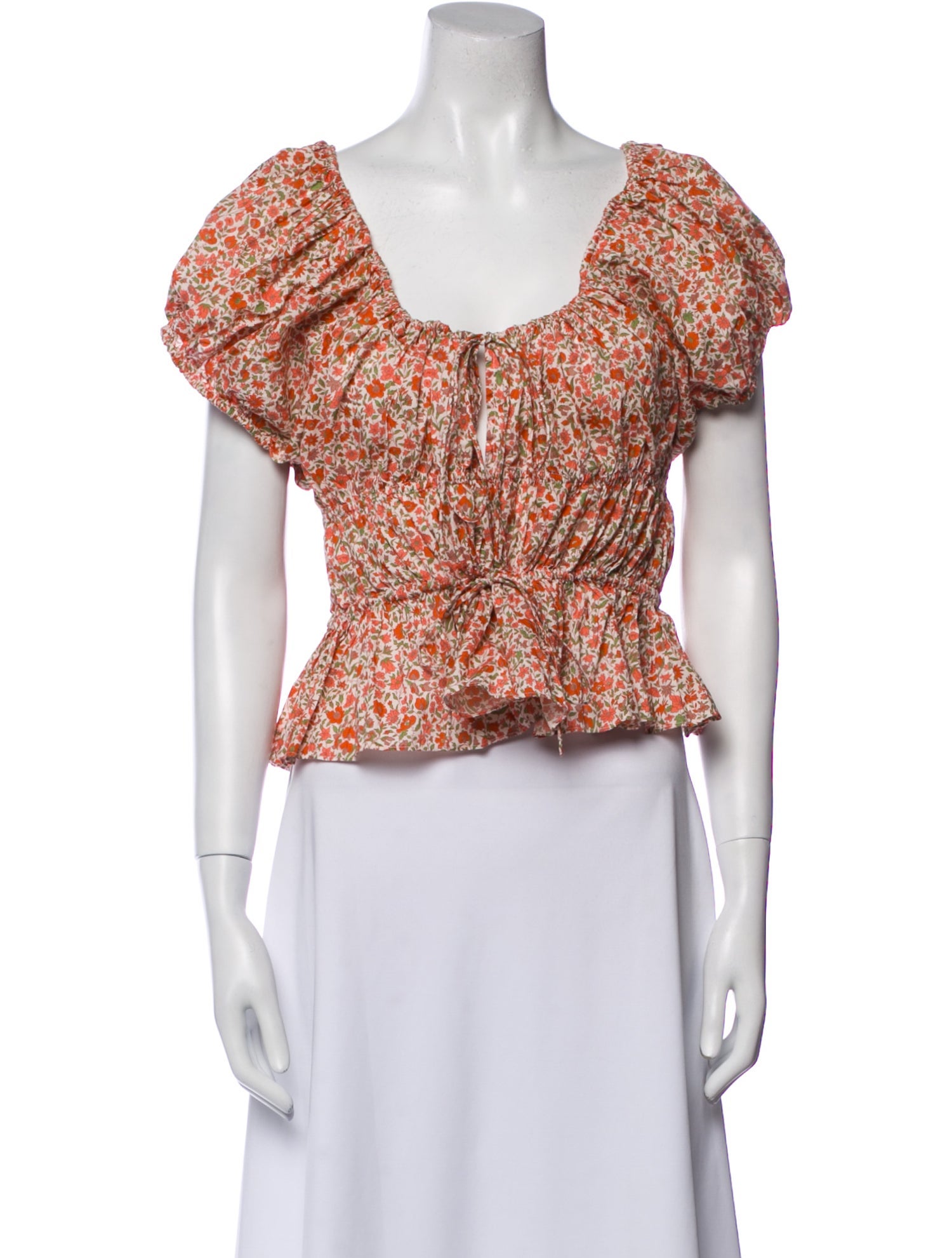 DÔEN Floral Print Square Neckline Crop Top