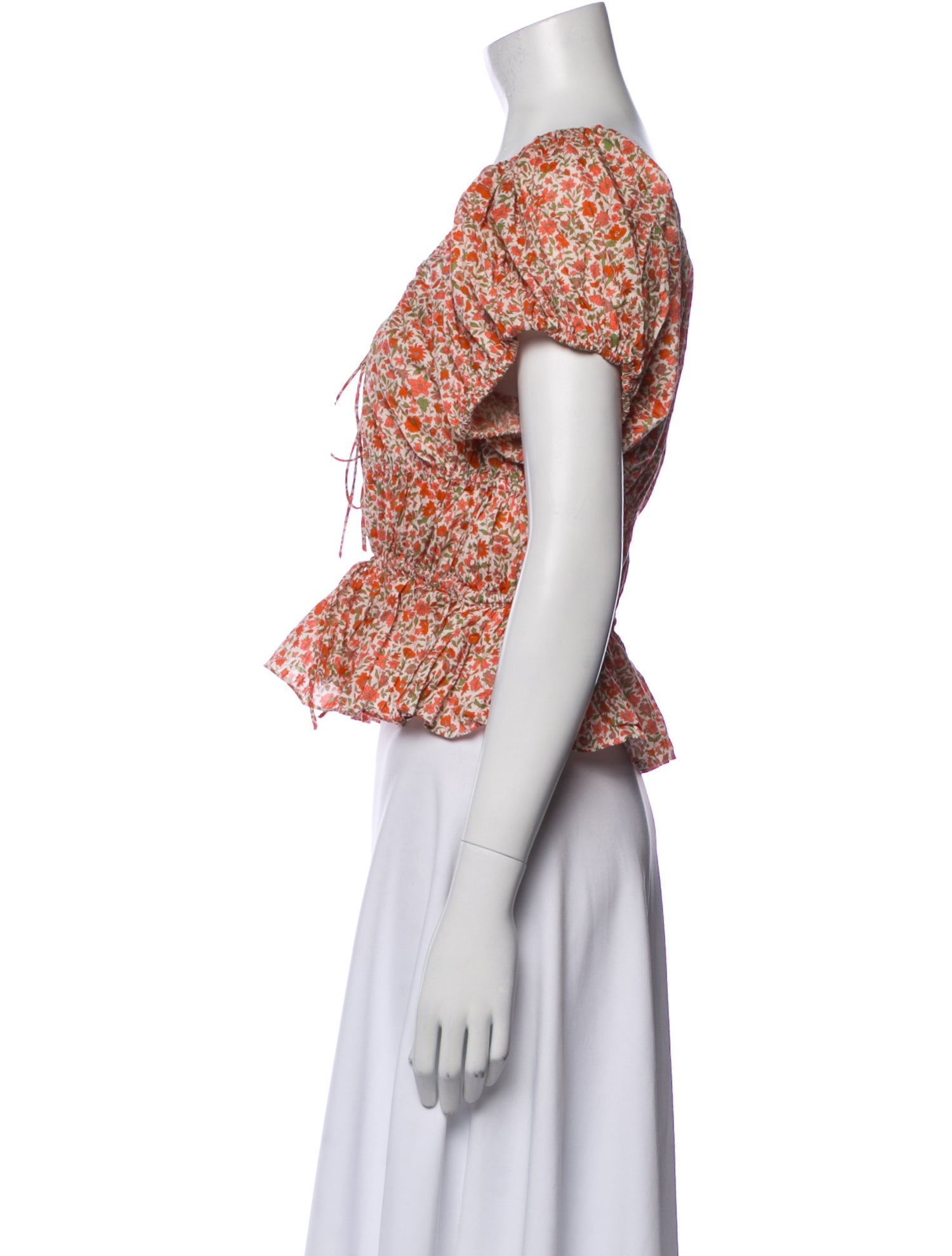 DÔEN Floral Print Square Neckline Crop Top