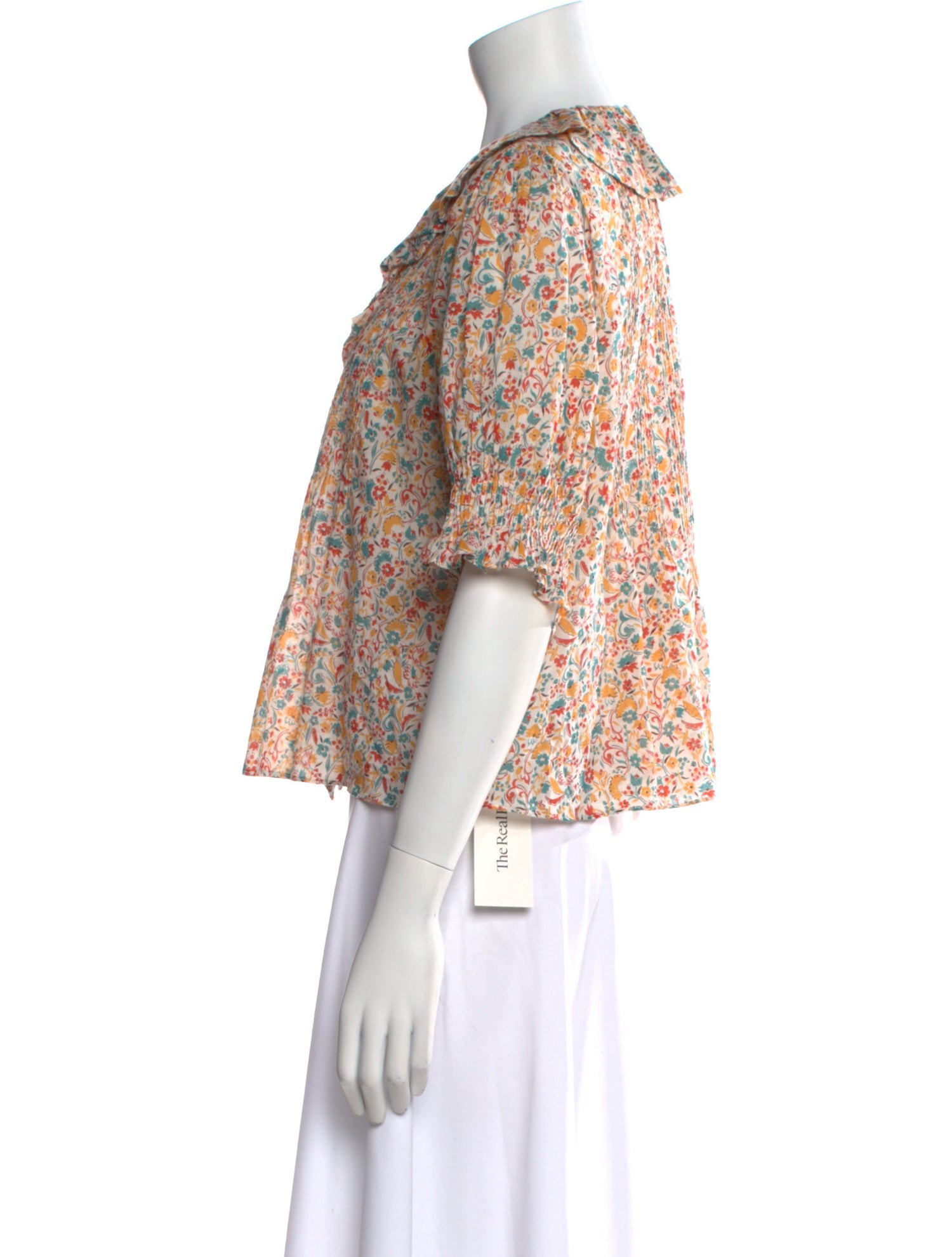 DÔEN Floral Print V-Neck Crop Top