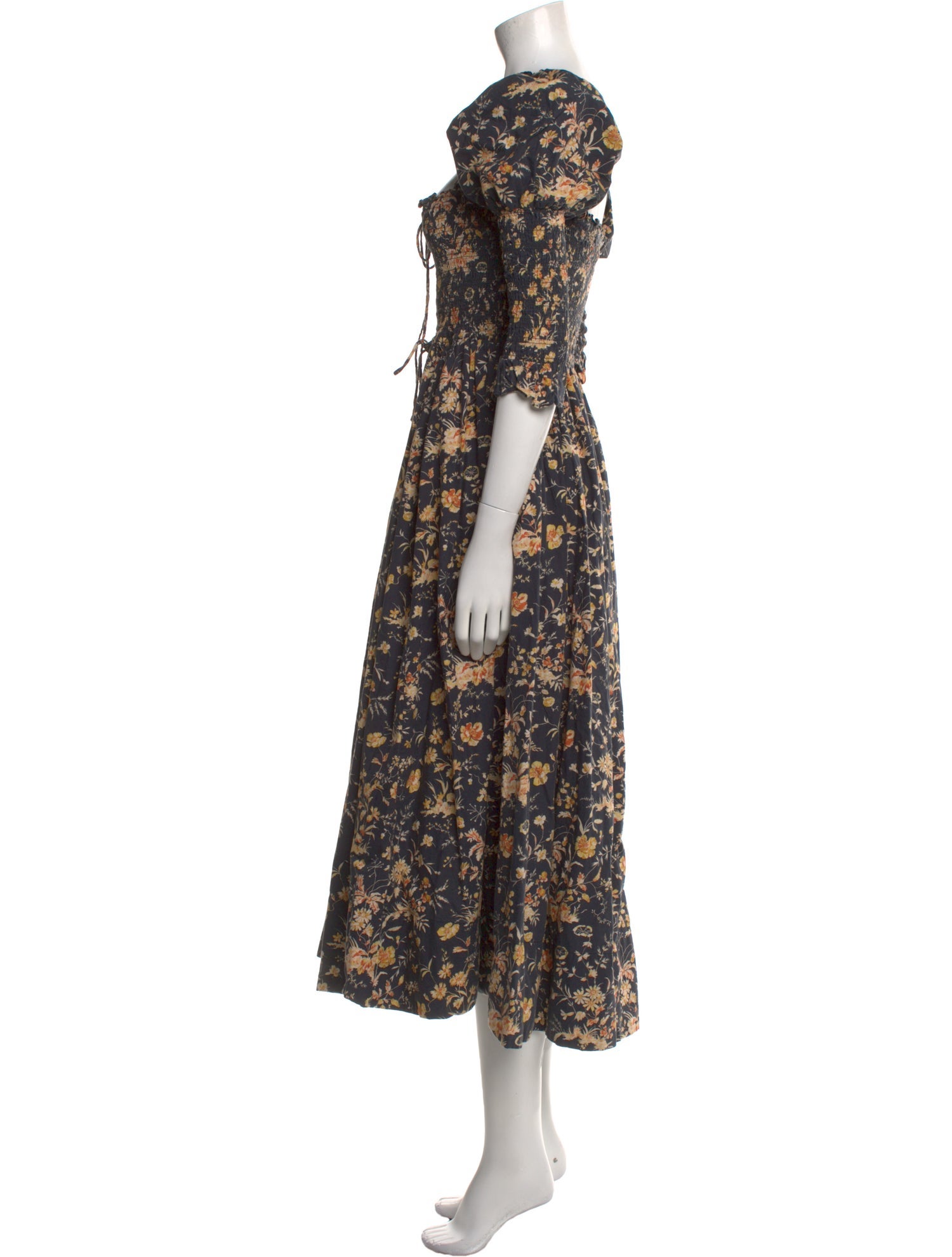 DÔEN Floral Print Midi Length Dress