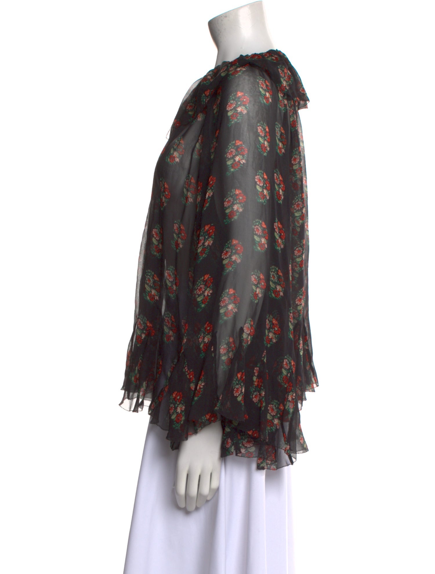 DÔEN Silk Floral Print Blouse