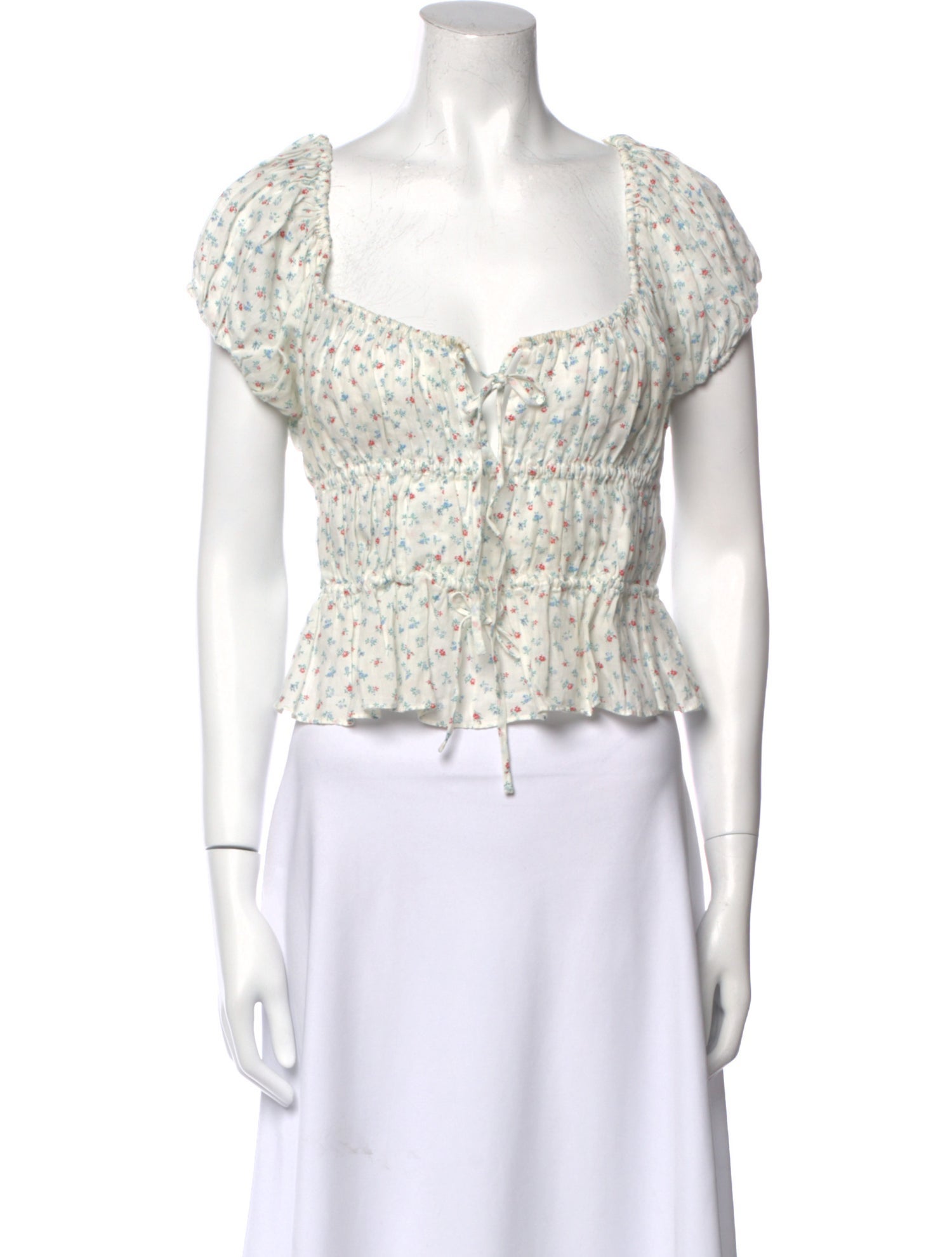 DÔEN Floral Print Square Neckline Crop Top