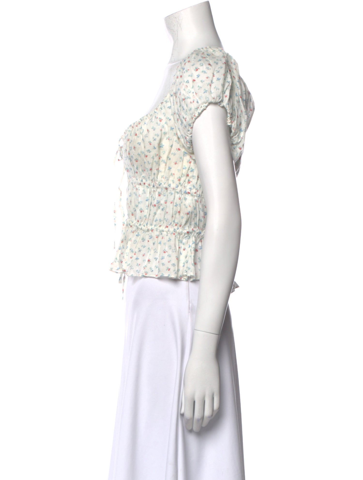 DÔEN Floral Print Square Neckline Crop Top