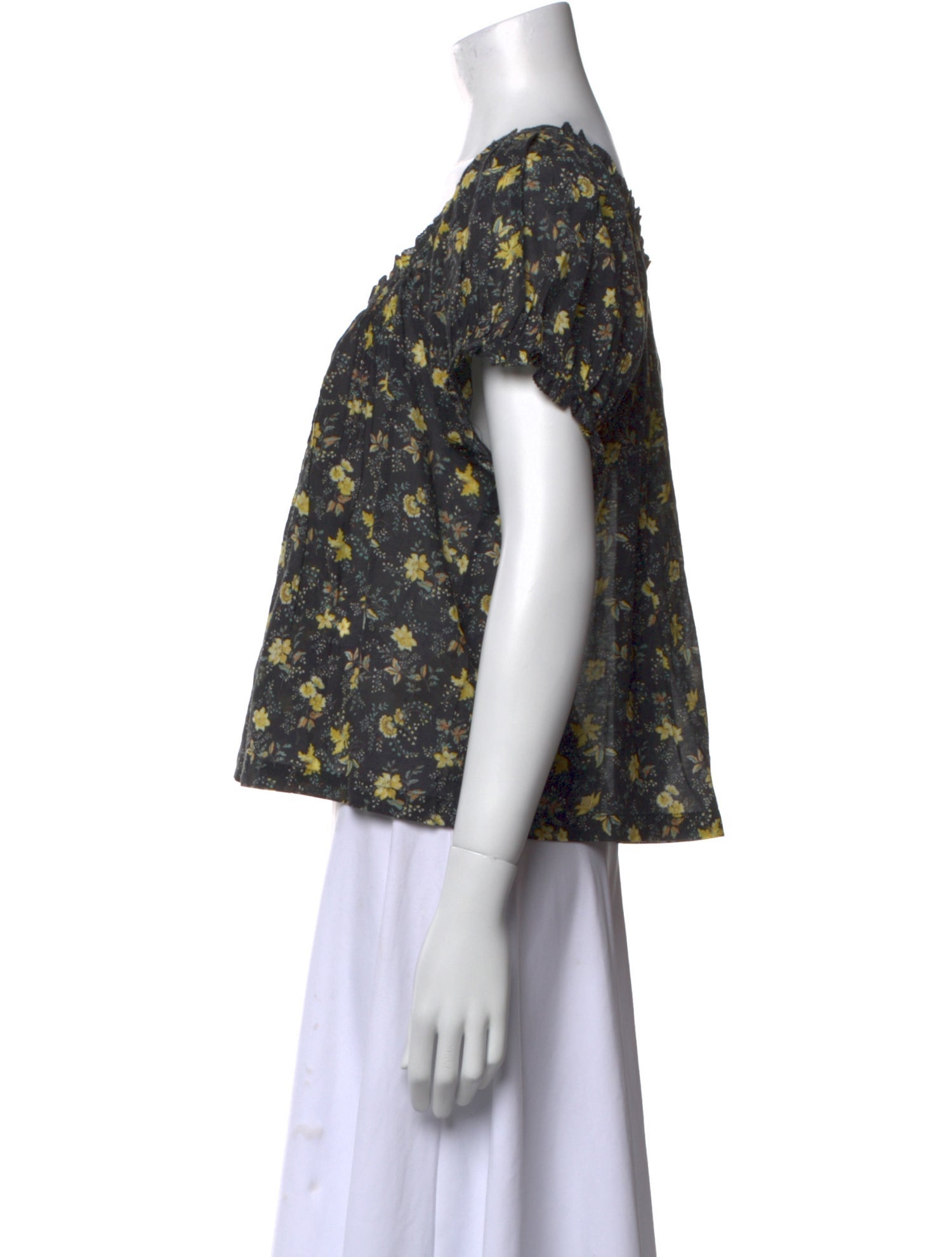 DÔEN Floral Print Scoop Neck Blouse