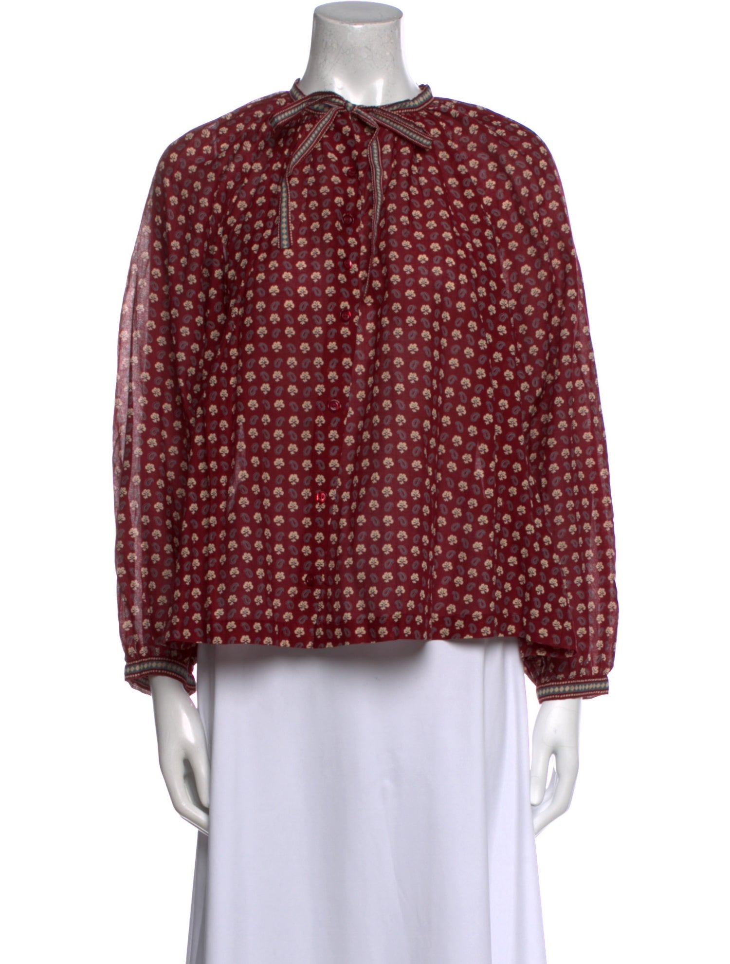 DÔEN Floral Print Crew Neck Blouse