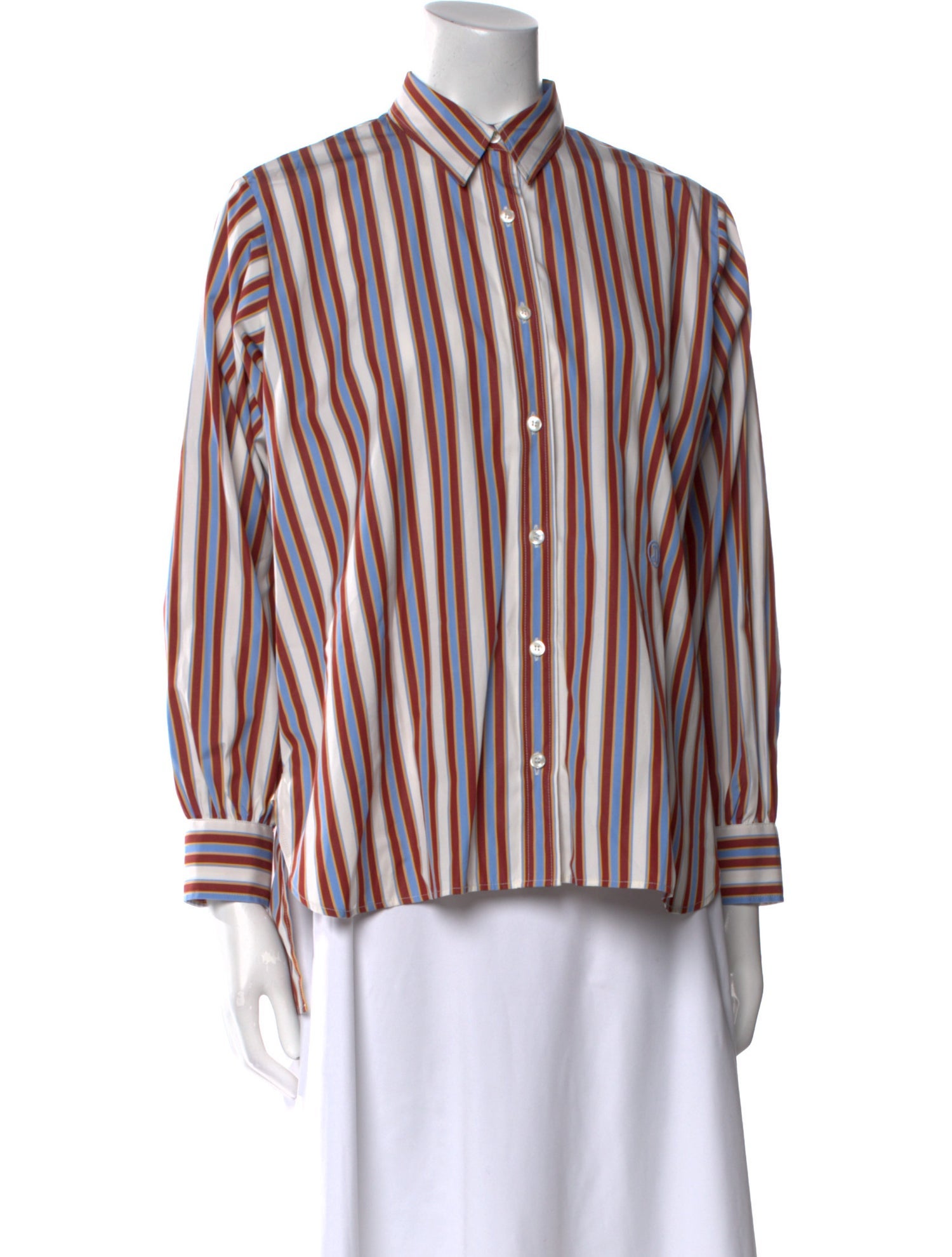 DÔEN Striped Long Sleeve Button-Up Top
