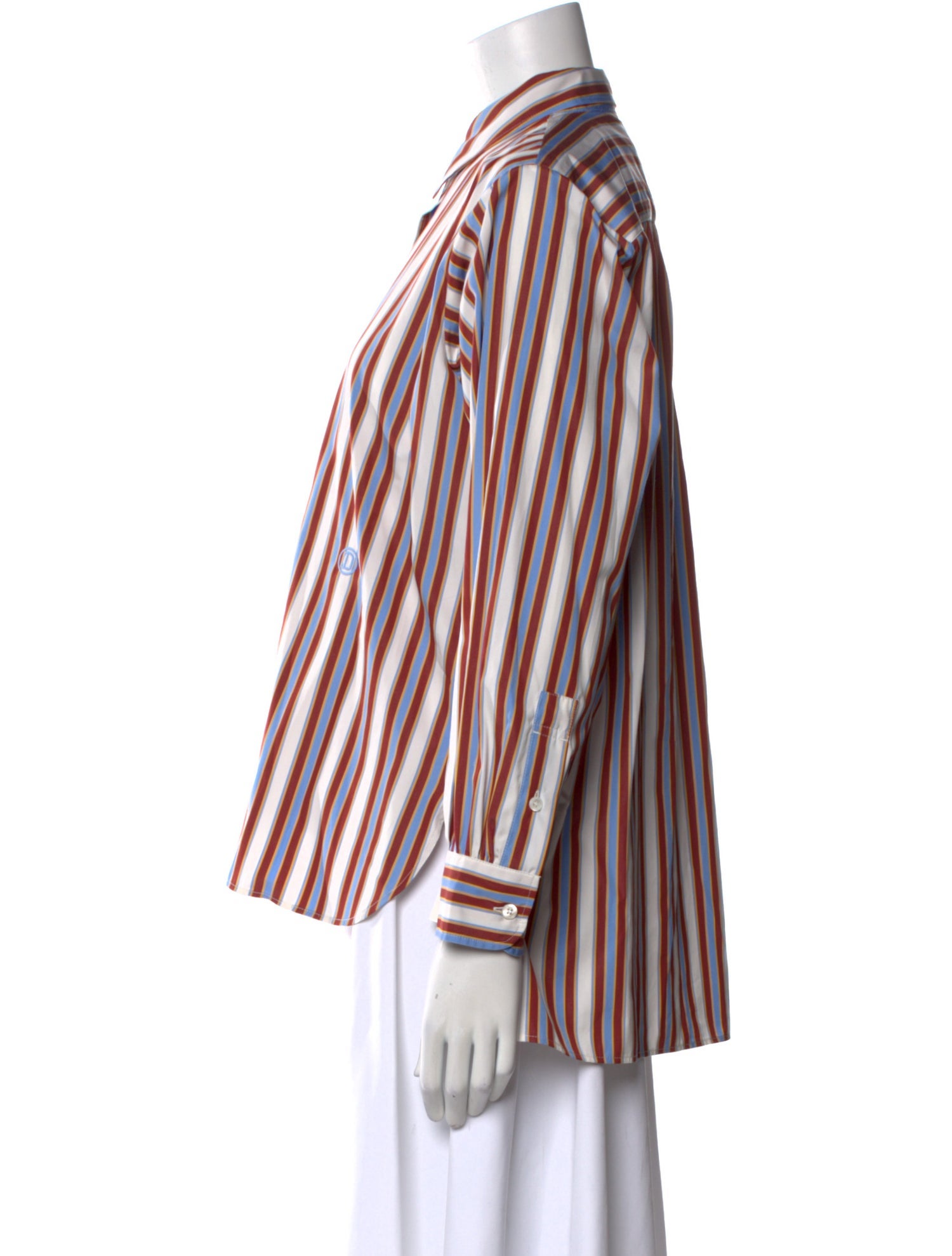 DÔEN Striped Long Sleeve Button-Up Top