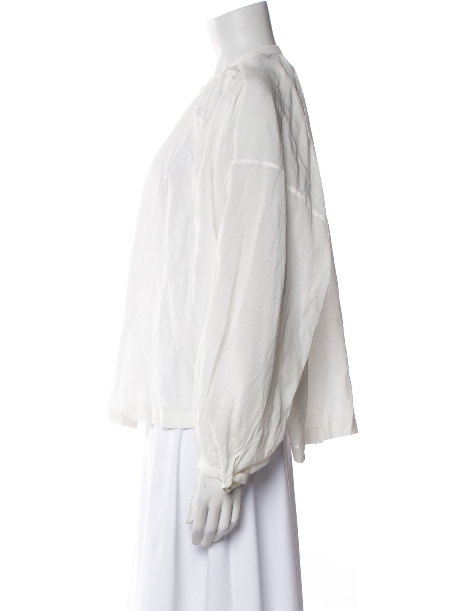 DÔEN Mock Neck Long Sleeve Button-Up Top