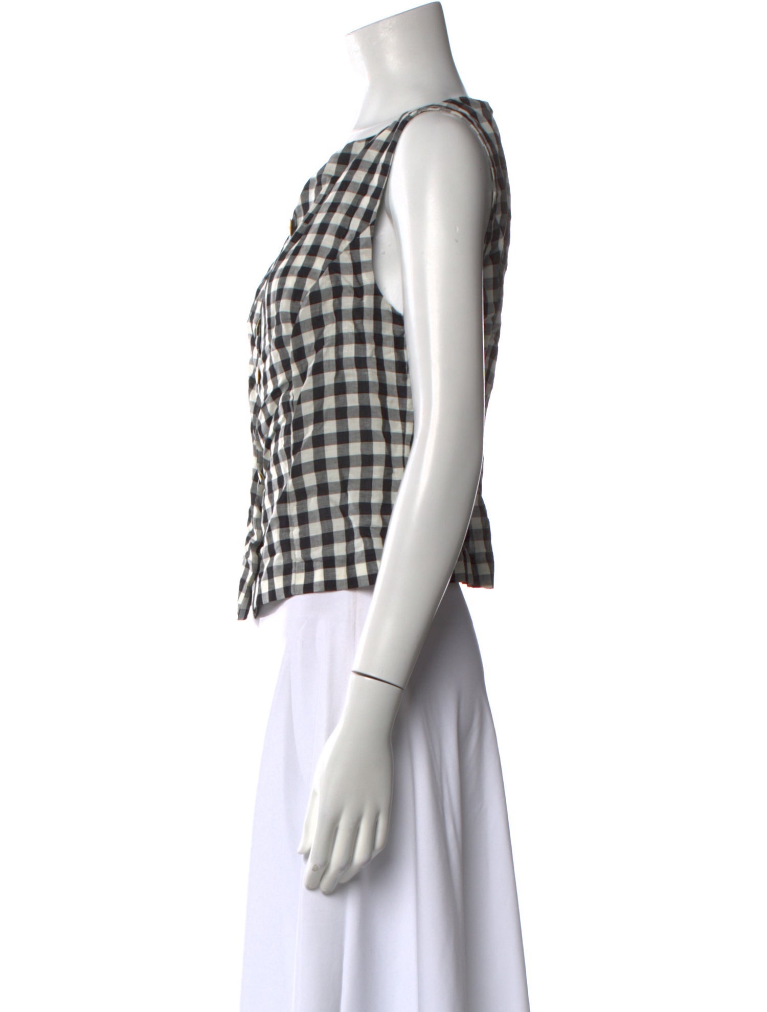 DÔEN Plaid Print Bateau Neckline Crop Top