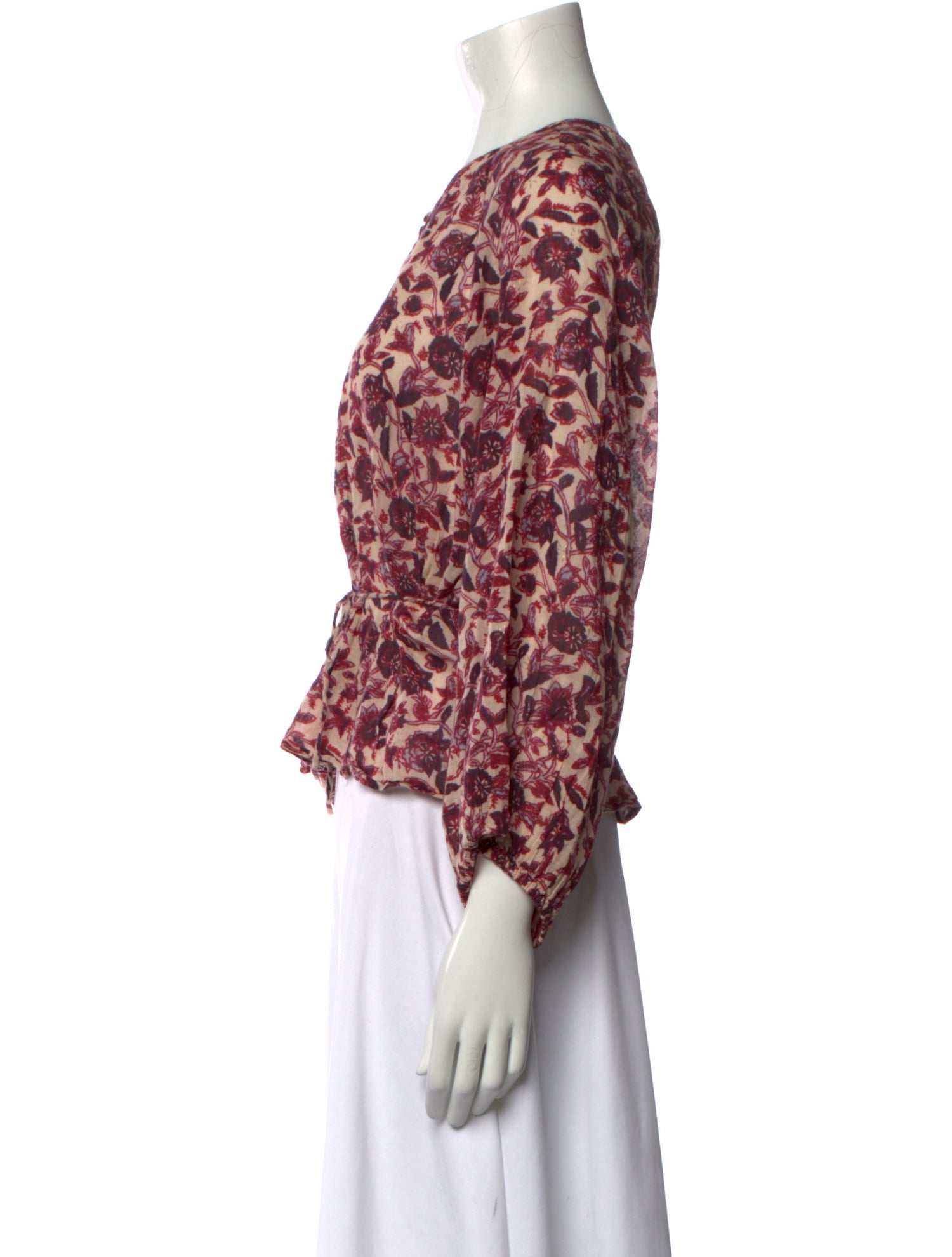 DÔEN Floral Print V-Neck Blouse