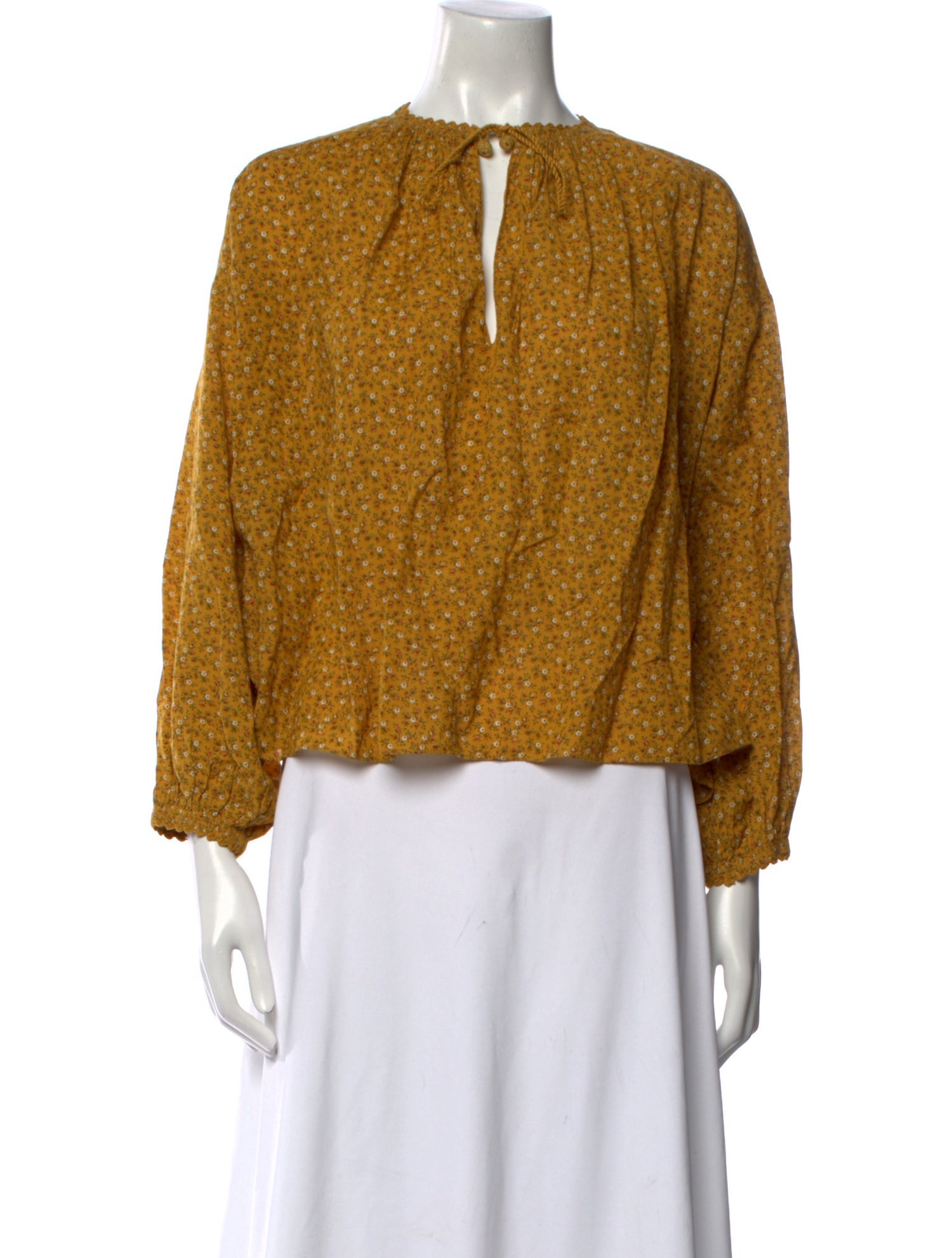 DÔEN Printed Mock Neck Blouse