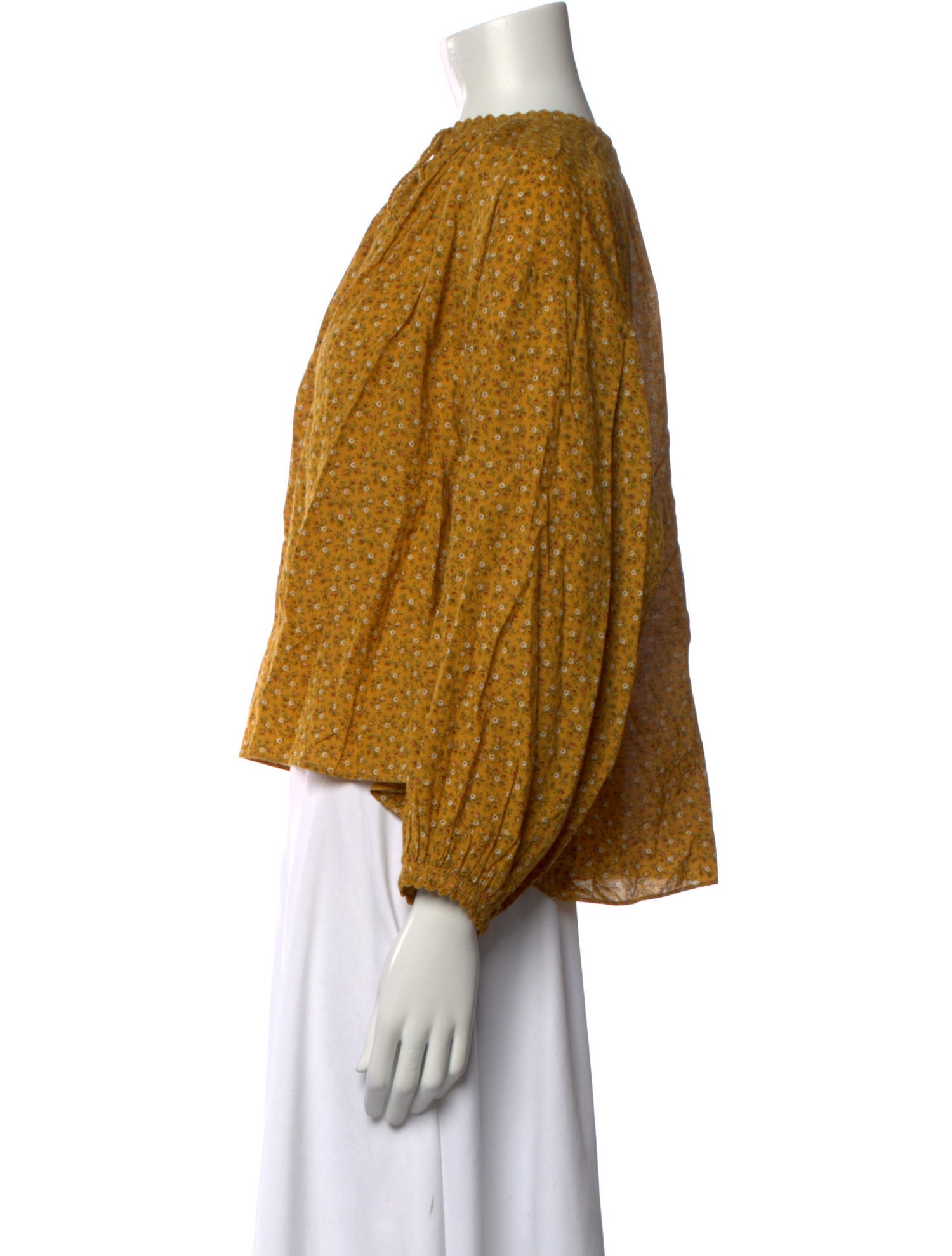 DÔEN Printed Mock Neck Blouse