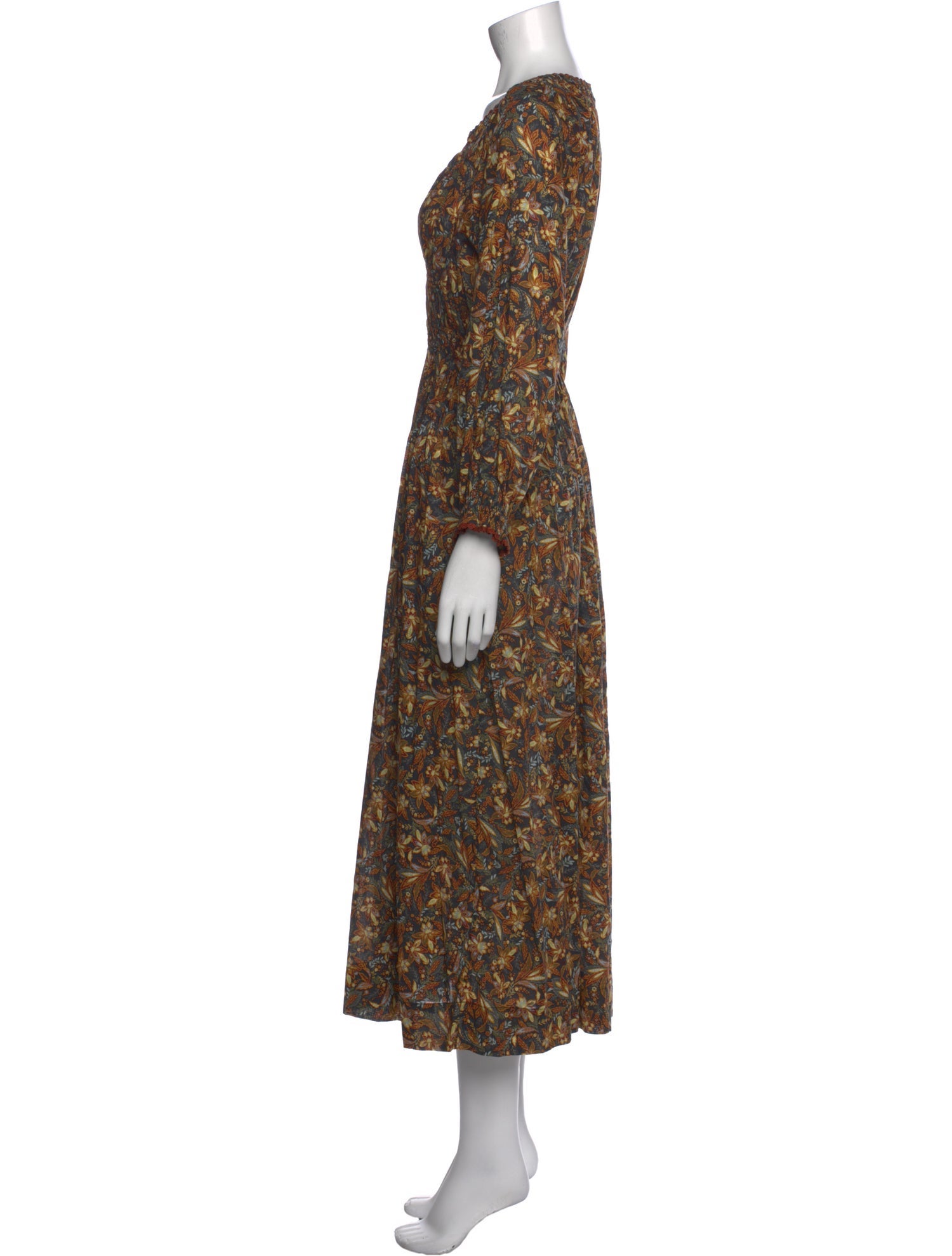 DÔEN Floral Print Midi Length Dress