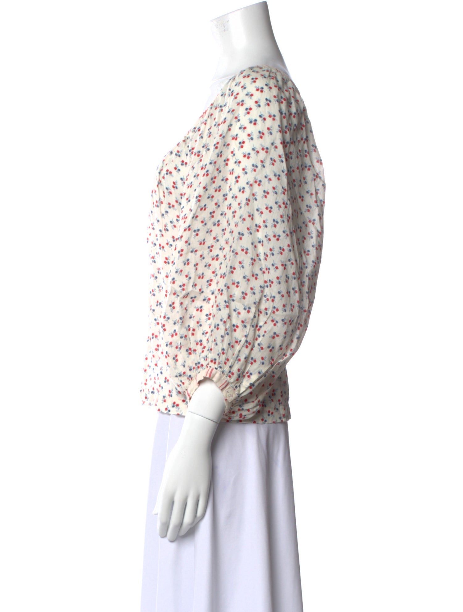 DÔEN Floral Print Scoop Neck Blouse