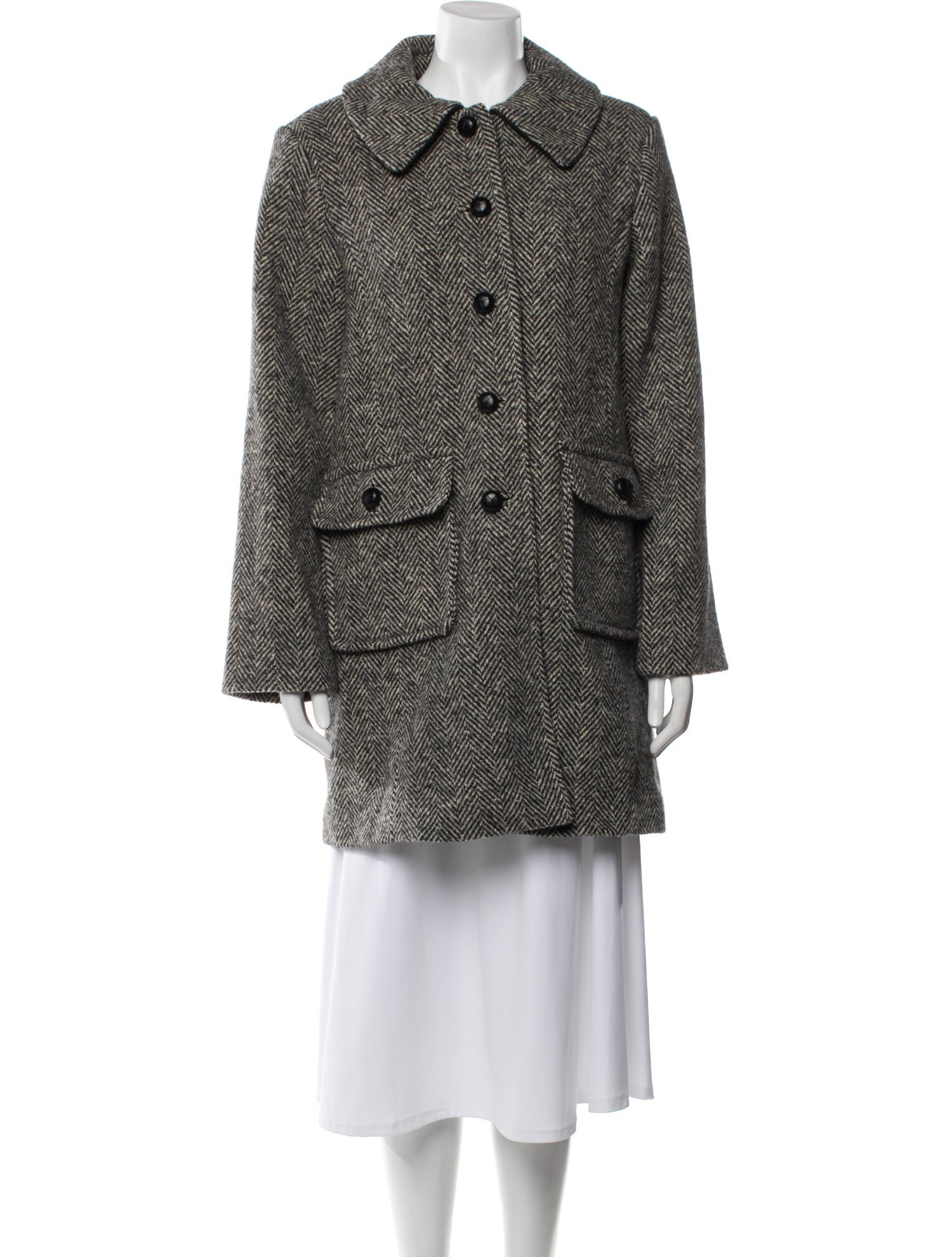 DÔEN Wool Tweed Pattern Faux Fur Jacket