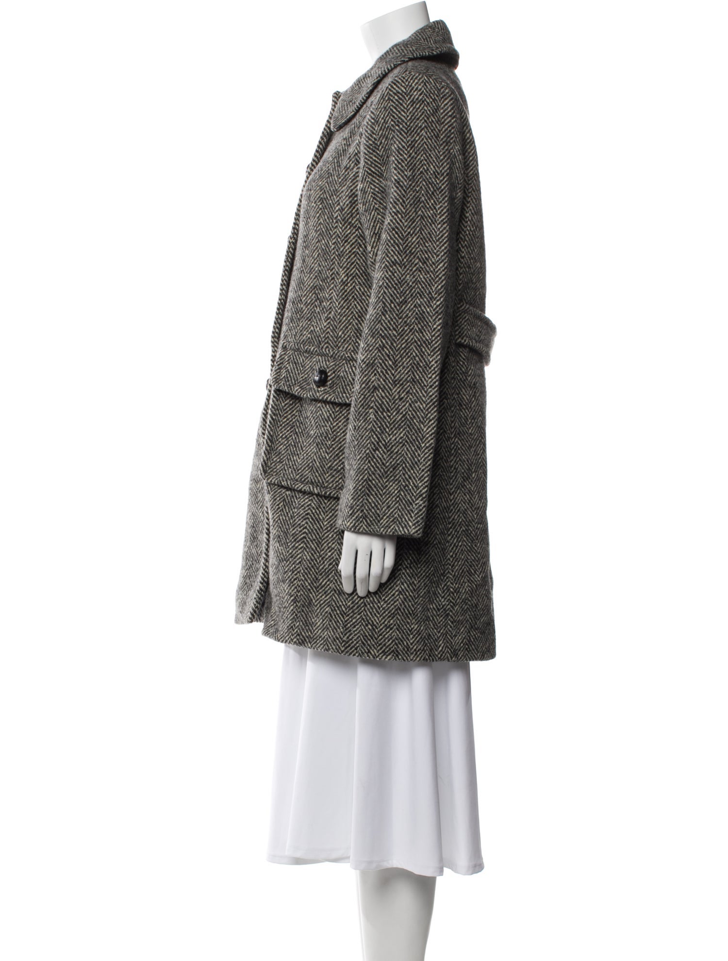 DÔEN Wool Tweed Pattern Faux Fur Jacket