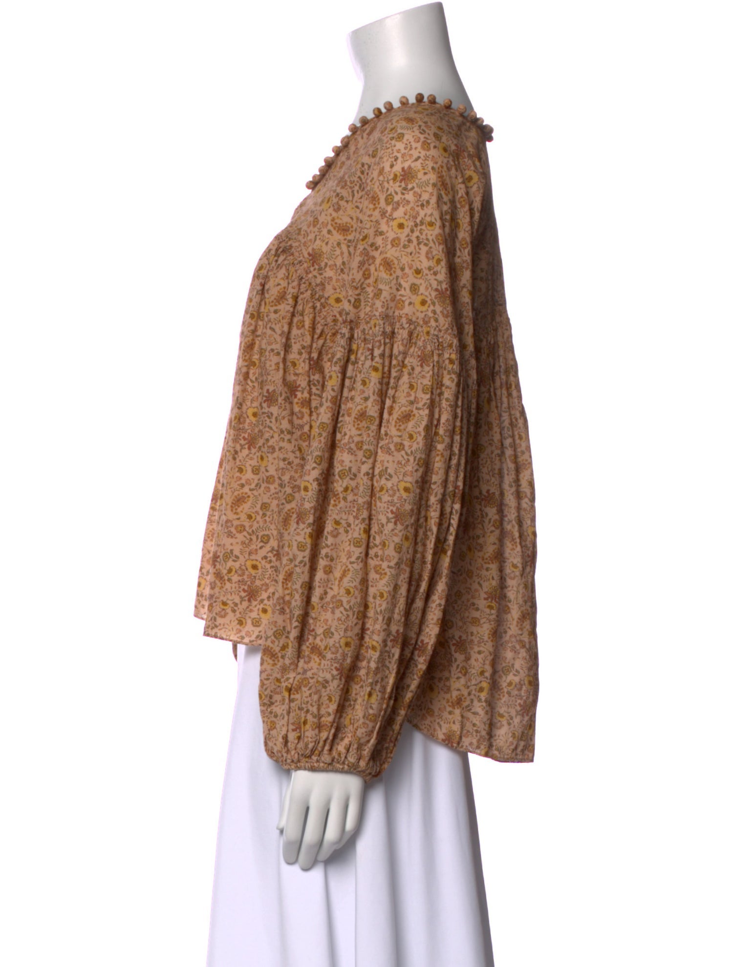 DÔEN Floral Print V-Neck Blouse