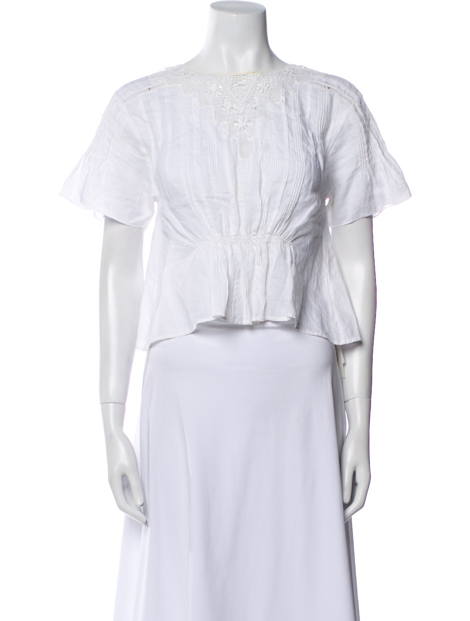 DÔEN Bateau Neckline Short Sleeve Crop Top