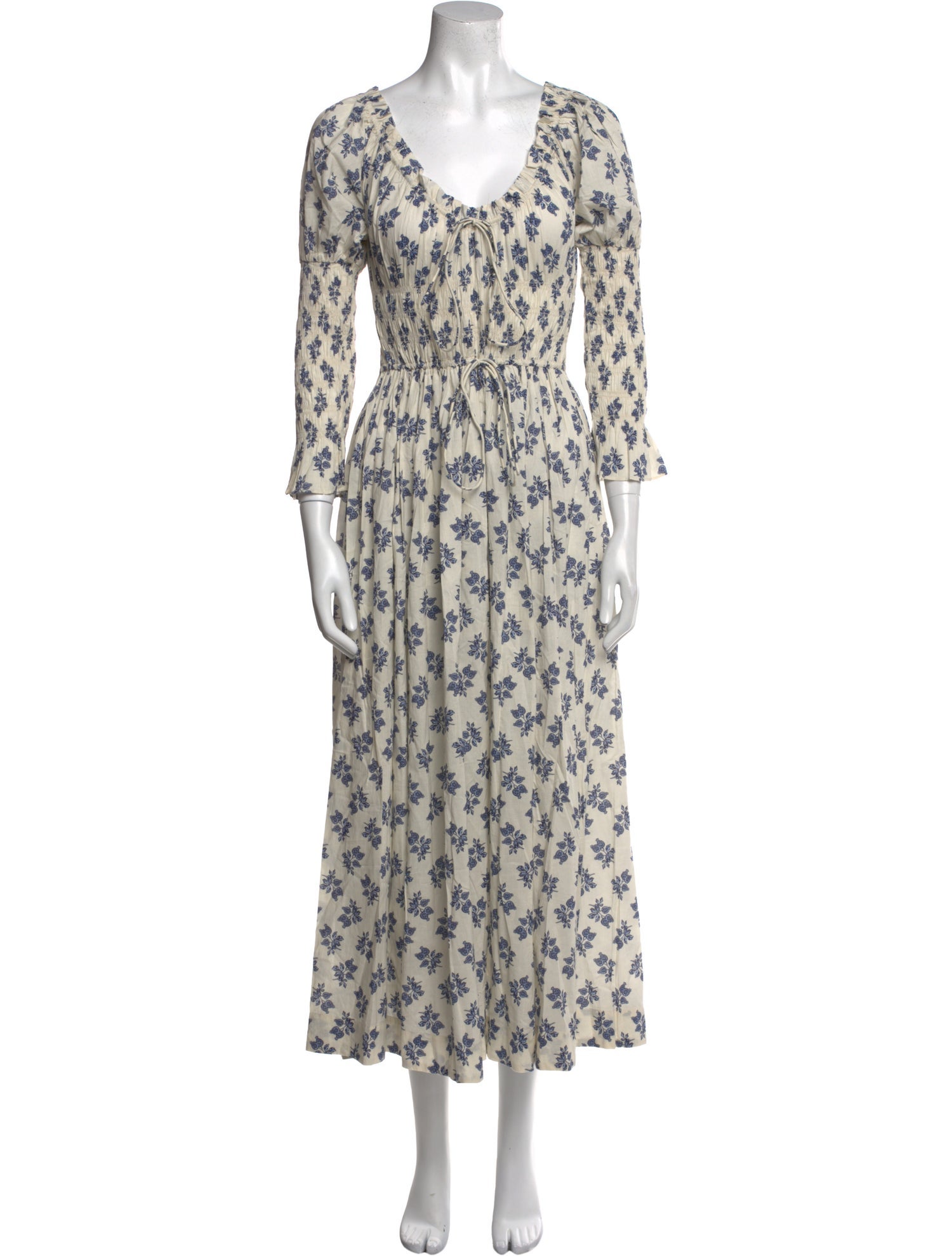DÔEN Floral Print Midi Length Dress