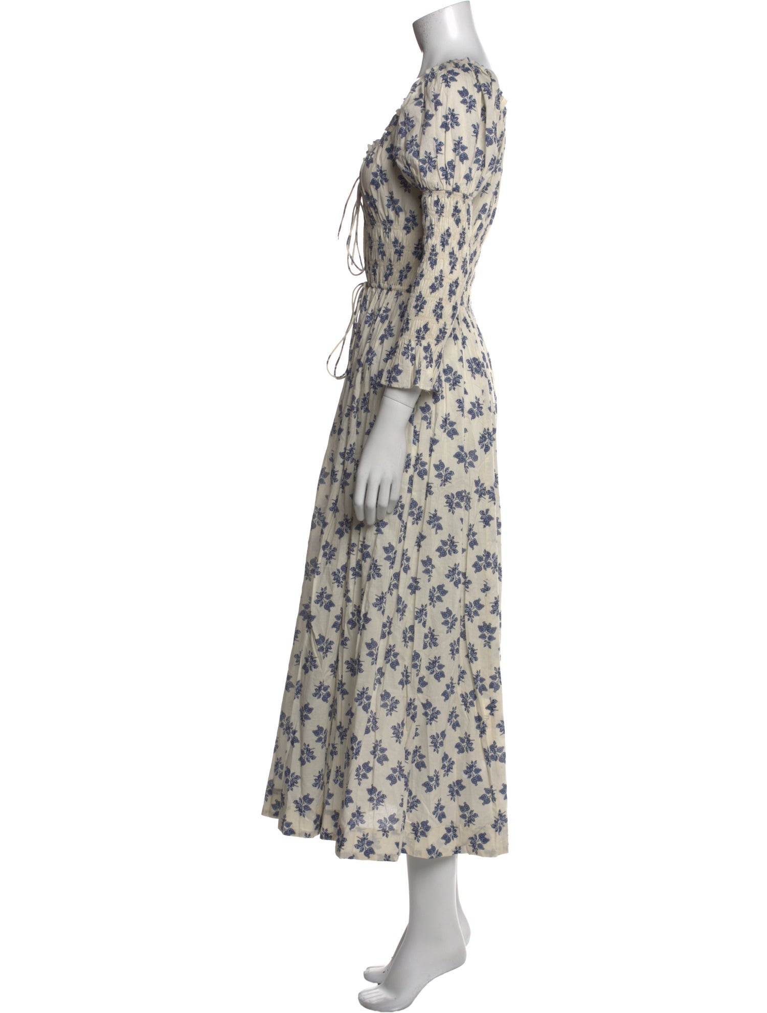 DÔEN Floral Print Midi Length Dress