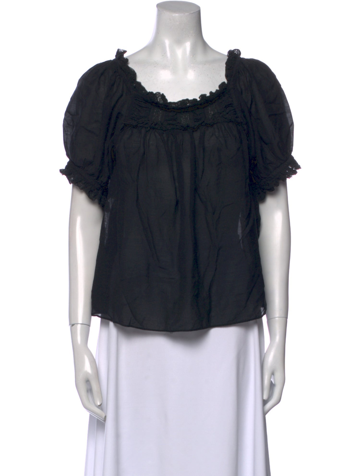 DÔEN Square Neckline Short Sleeve Blouse