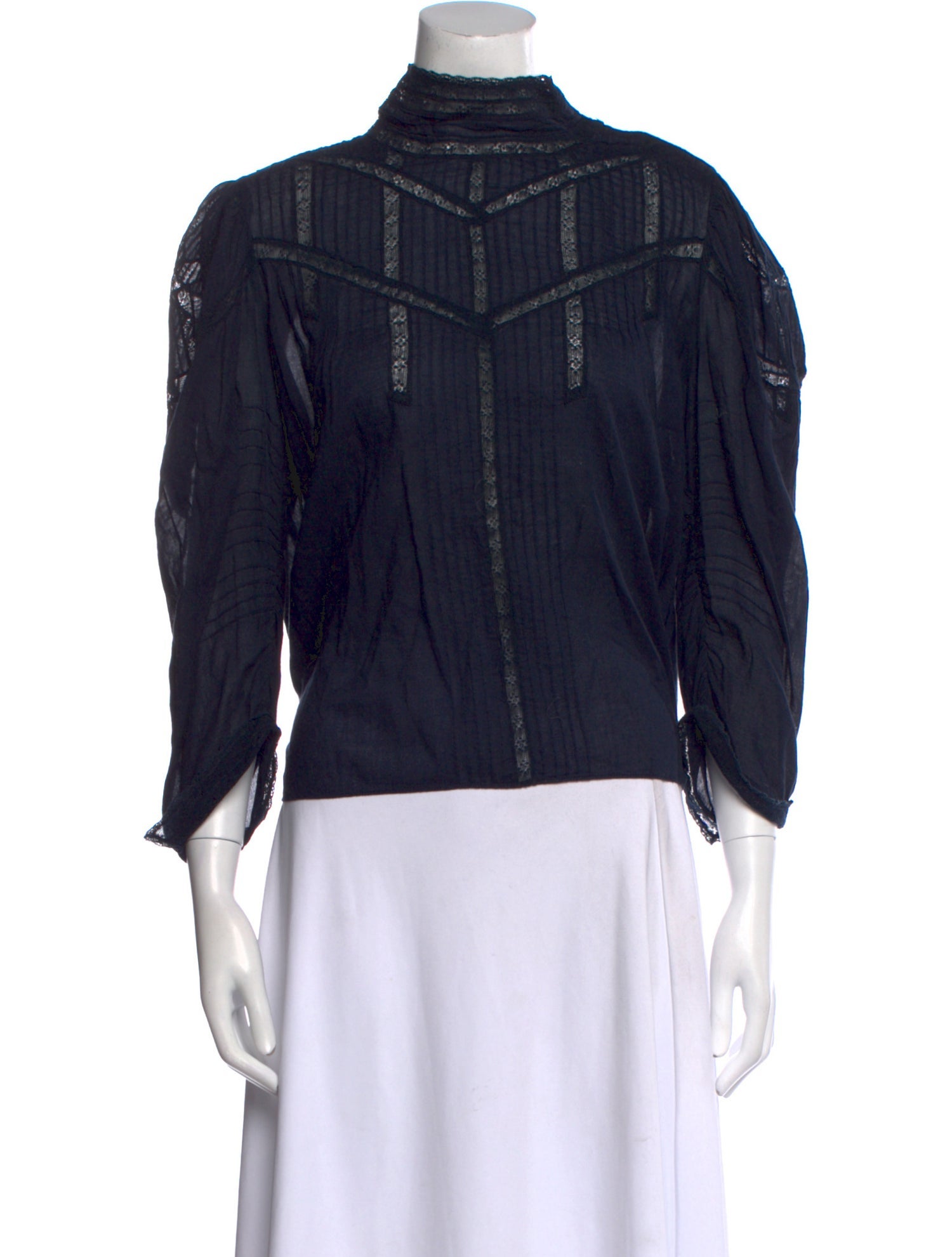 DÔEN Mock Neck Three-Quarter Sleeve Blouse