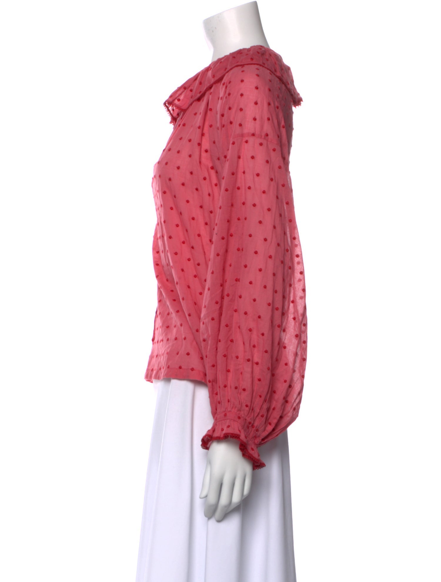 DÔEN Polka Dot Print Bateau Neckline Blouse