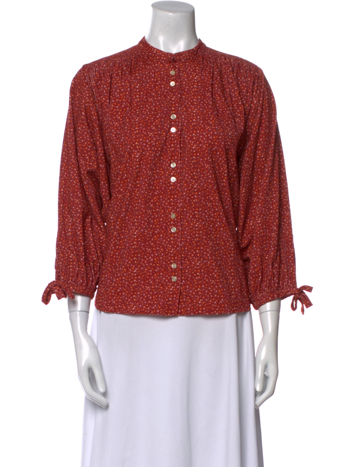 DÔEN Polka Dot Print Mock Neck Blouse w/ Tags