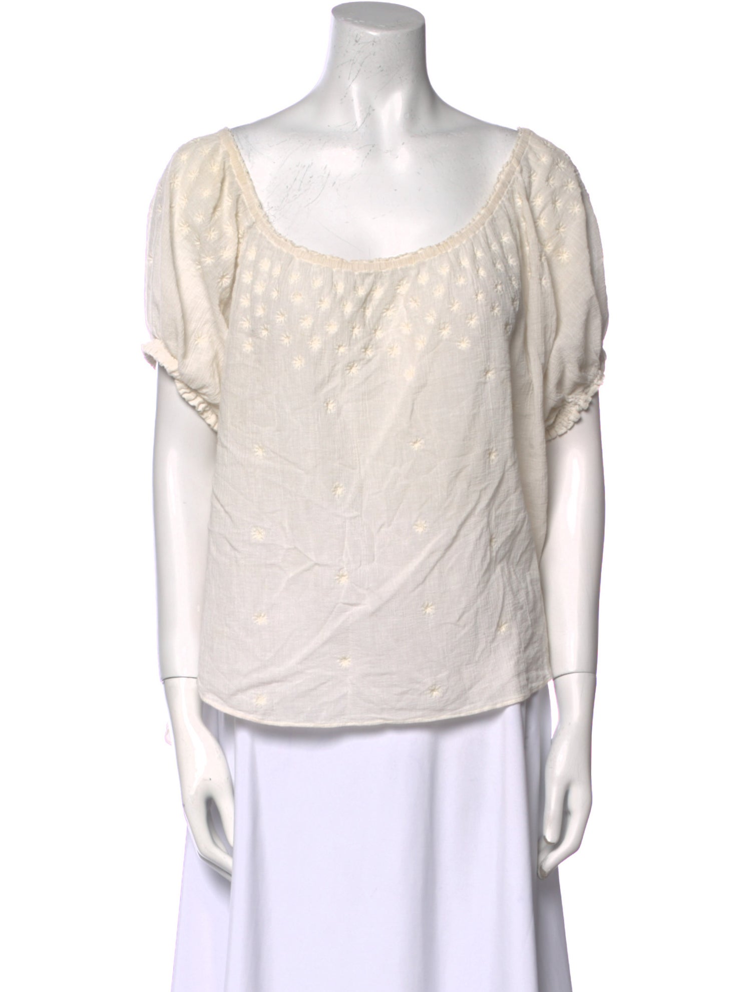 DÔEN Scoop Neck Short Sleeve Blouse