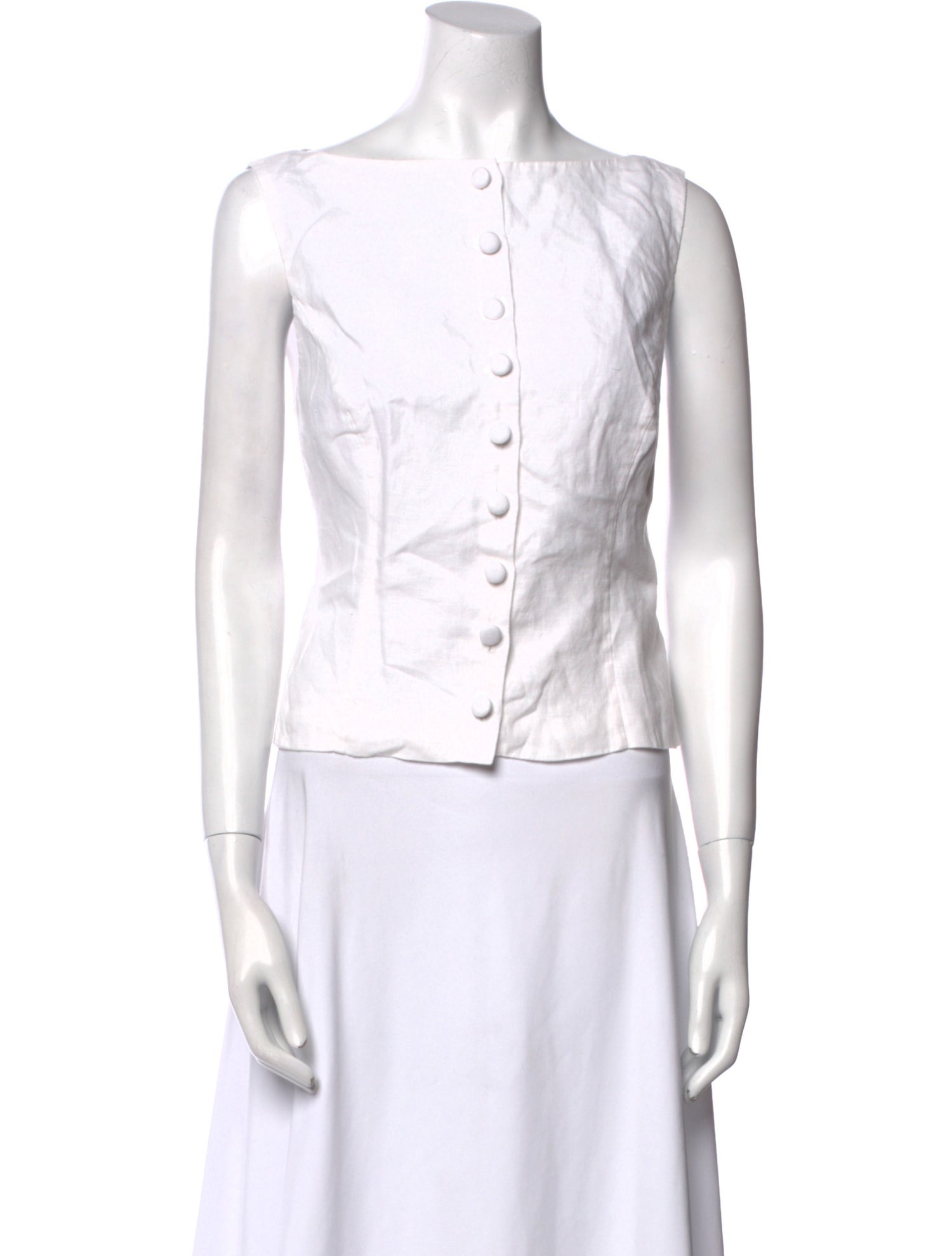 DÔEN Linen Bateau Neckline Crop Top