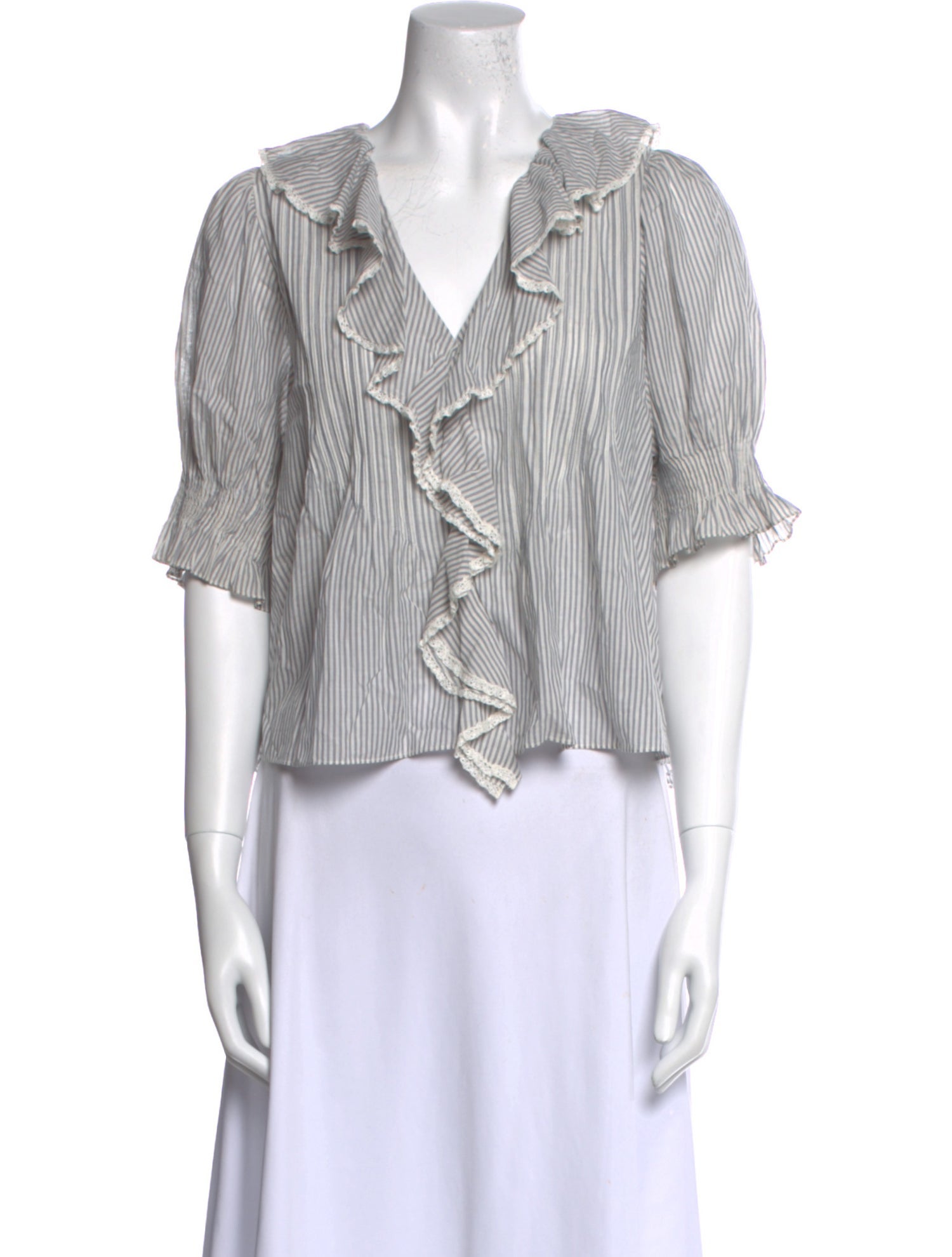 DÔEN Striped V-Neck Crop Top