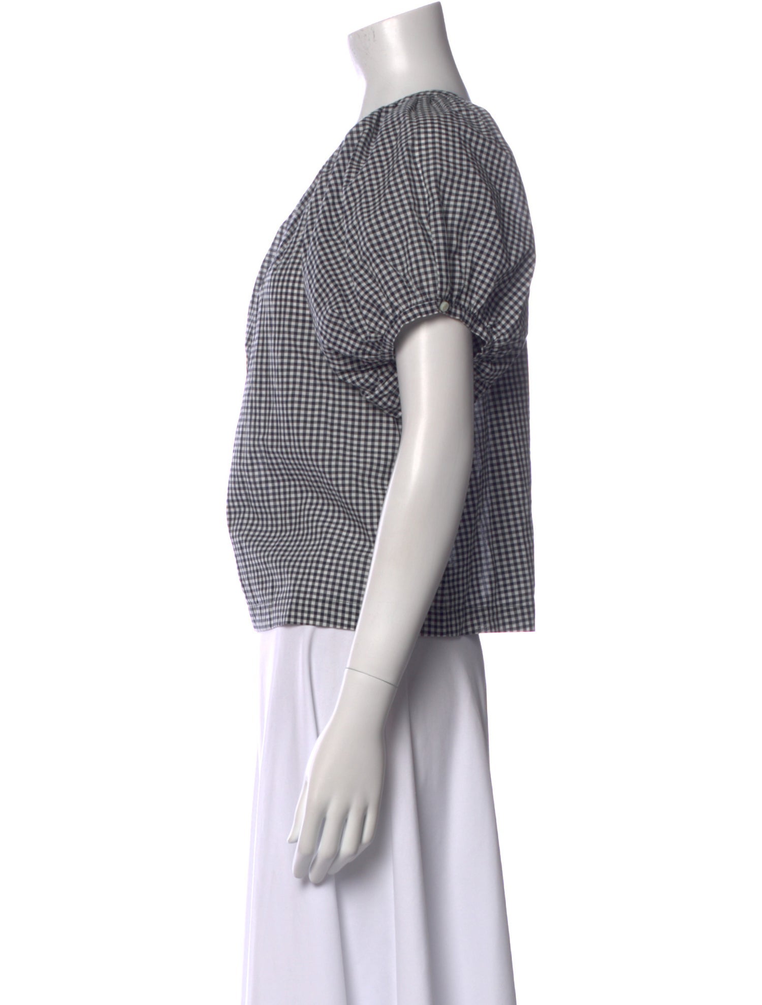 DÔEN Plaid Print Bateau Neckline Top