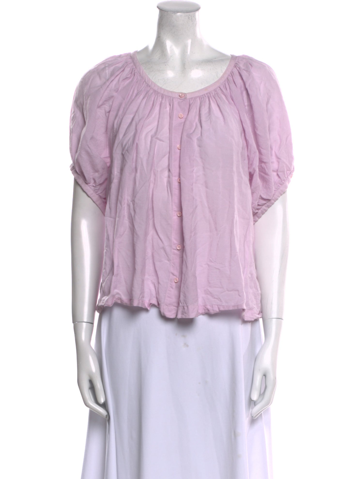 DÔEN Scoop Neck Short Sleeve Blouse