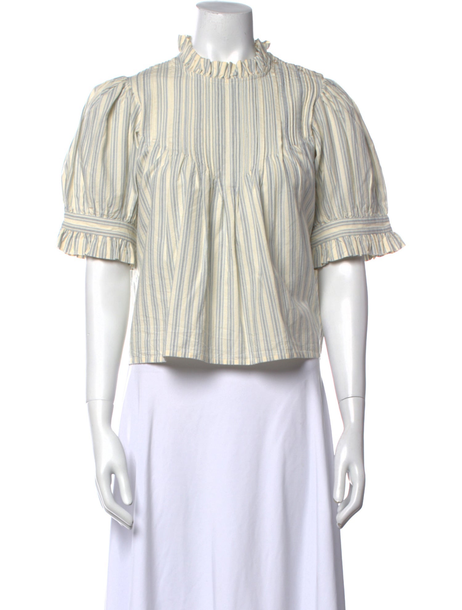 DÔEN Striped Mock Neck Crop Top