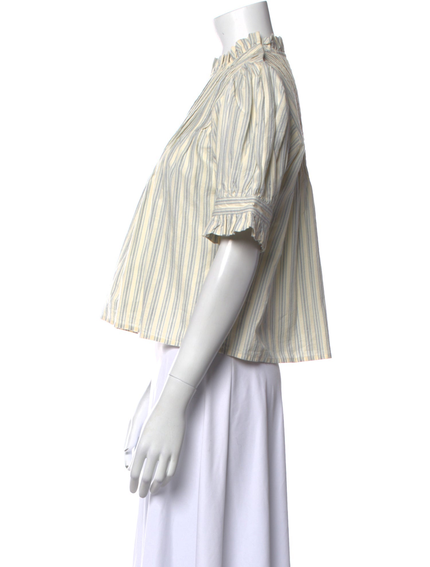 DÔEN Striped Mock Neck Crop Top